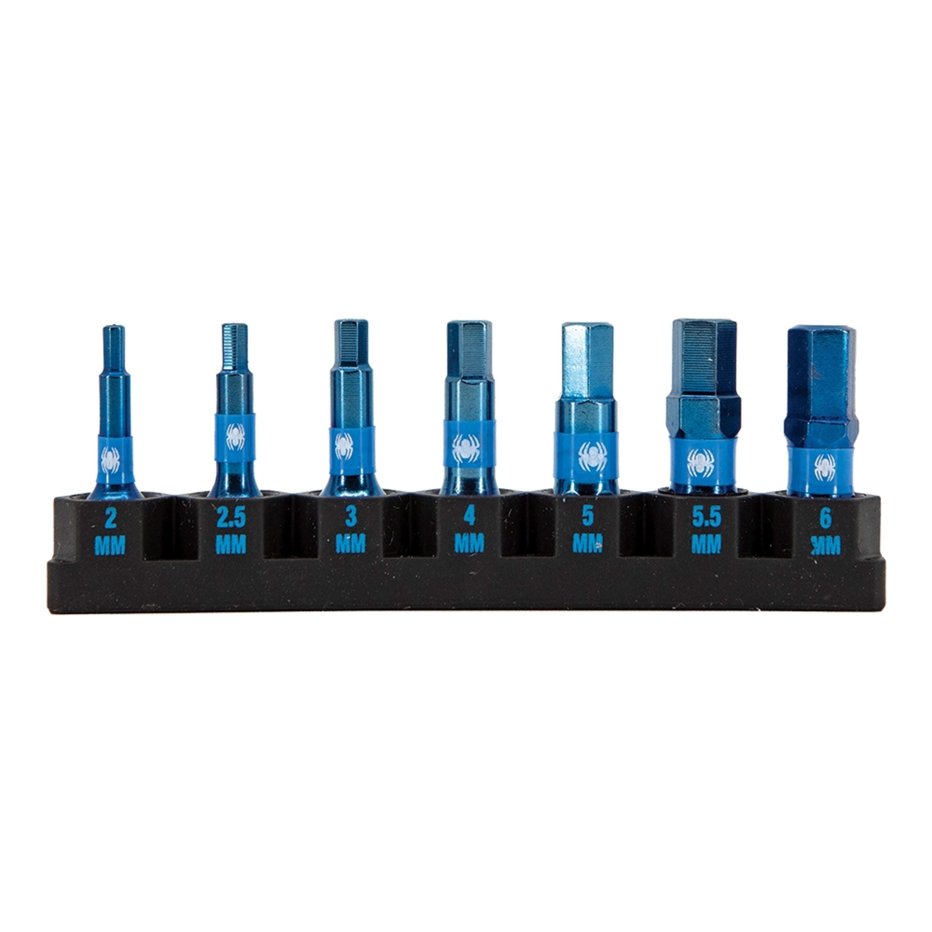 7-Piece Metric Impact Driver Hex Bit Set (2, 2.5, 3, 4, 5, 5.5, 6mm) Mach-Blue®