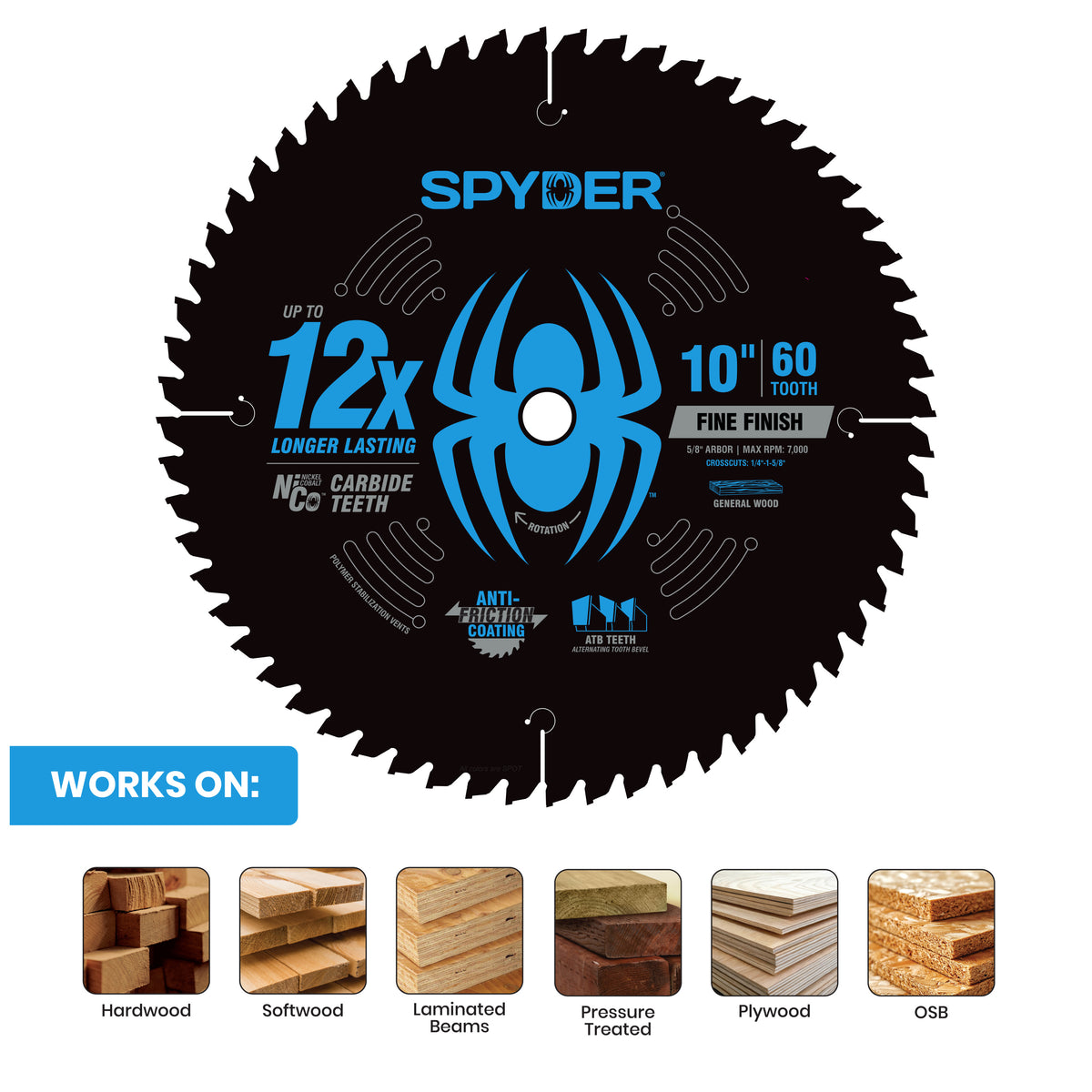 2-Piece 10" 40-Tooth & 60-Tooth General Purpose & Fine Finish Combo Saw Blade Set for Wood