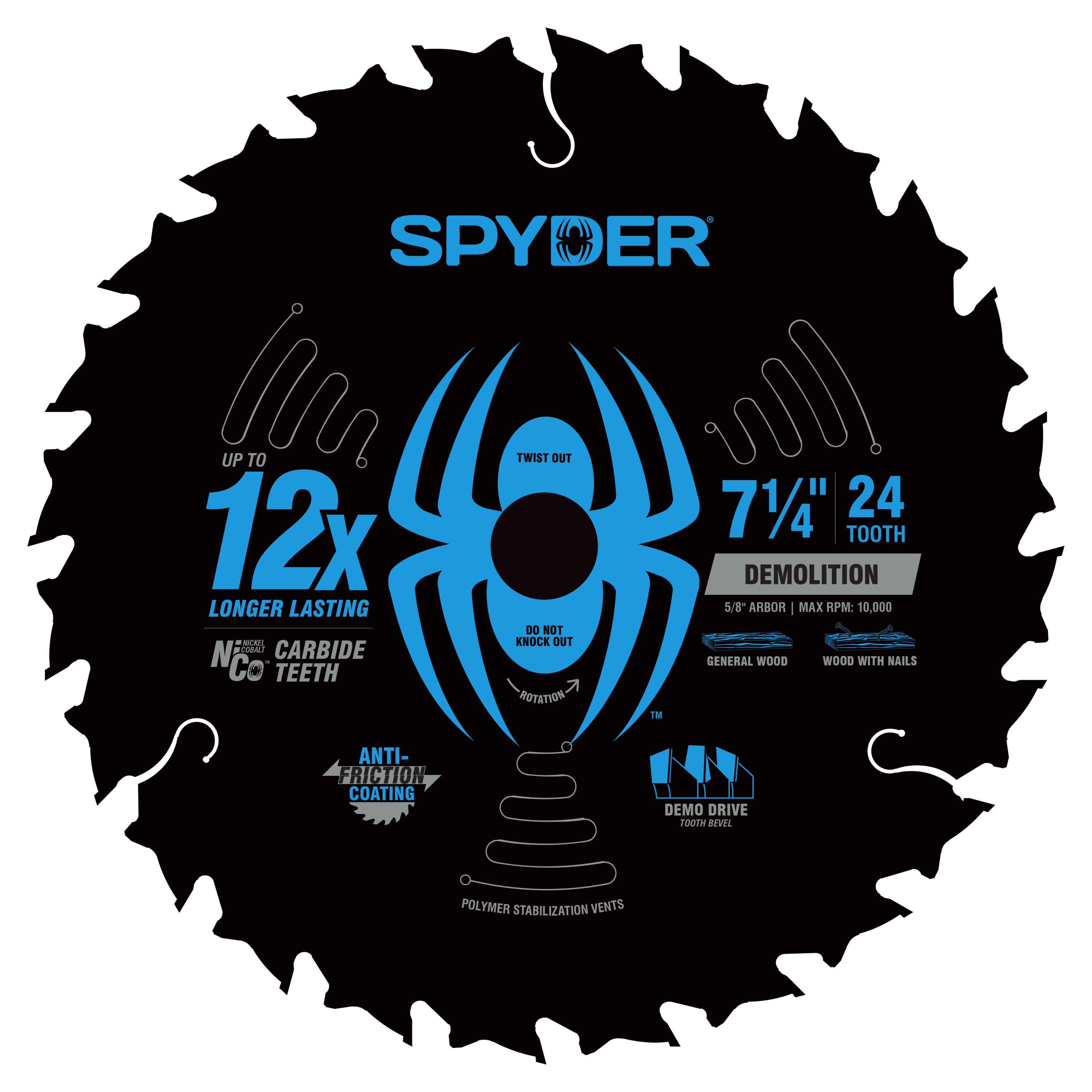 7-1/4" 24-Tooth TCT Demolition Circular Saw Blade Tarantula™