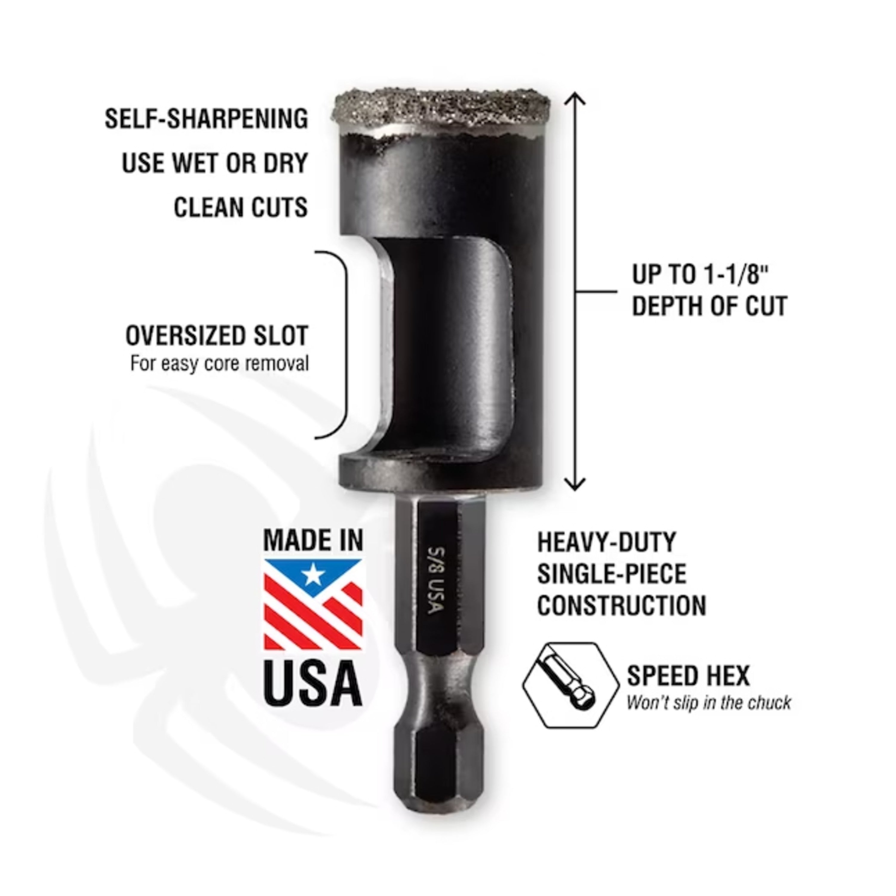 5/16" Diamond Edge Arbored Hole Saw Bit