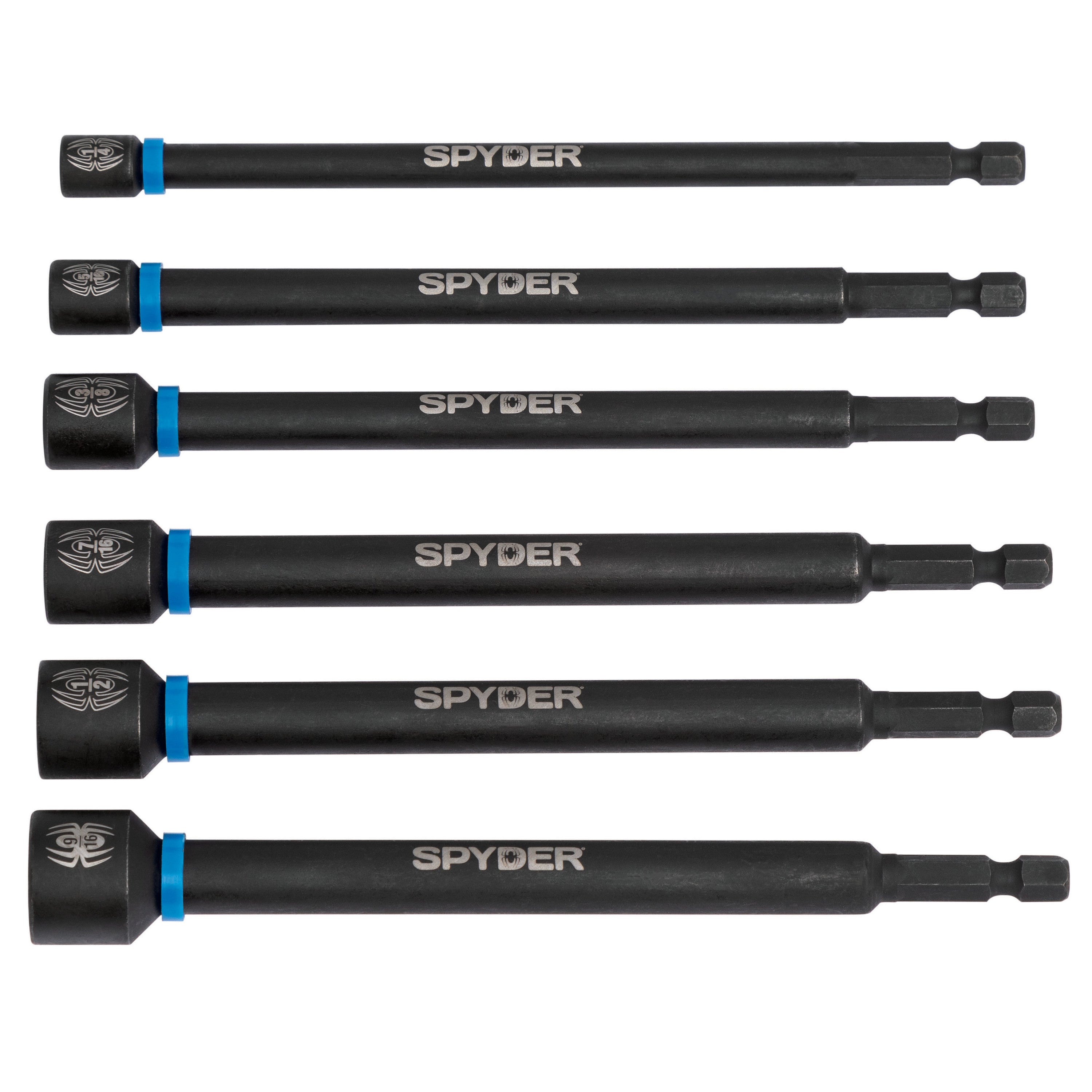 6-Piece 6" Magnetic Spline Drive SAE Nutsetter Set (1/4, 5/16, 3/8, 7/16, 1/2, 9/16")
