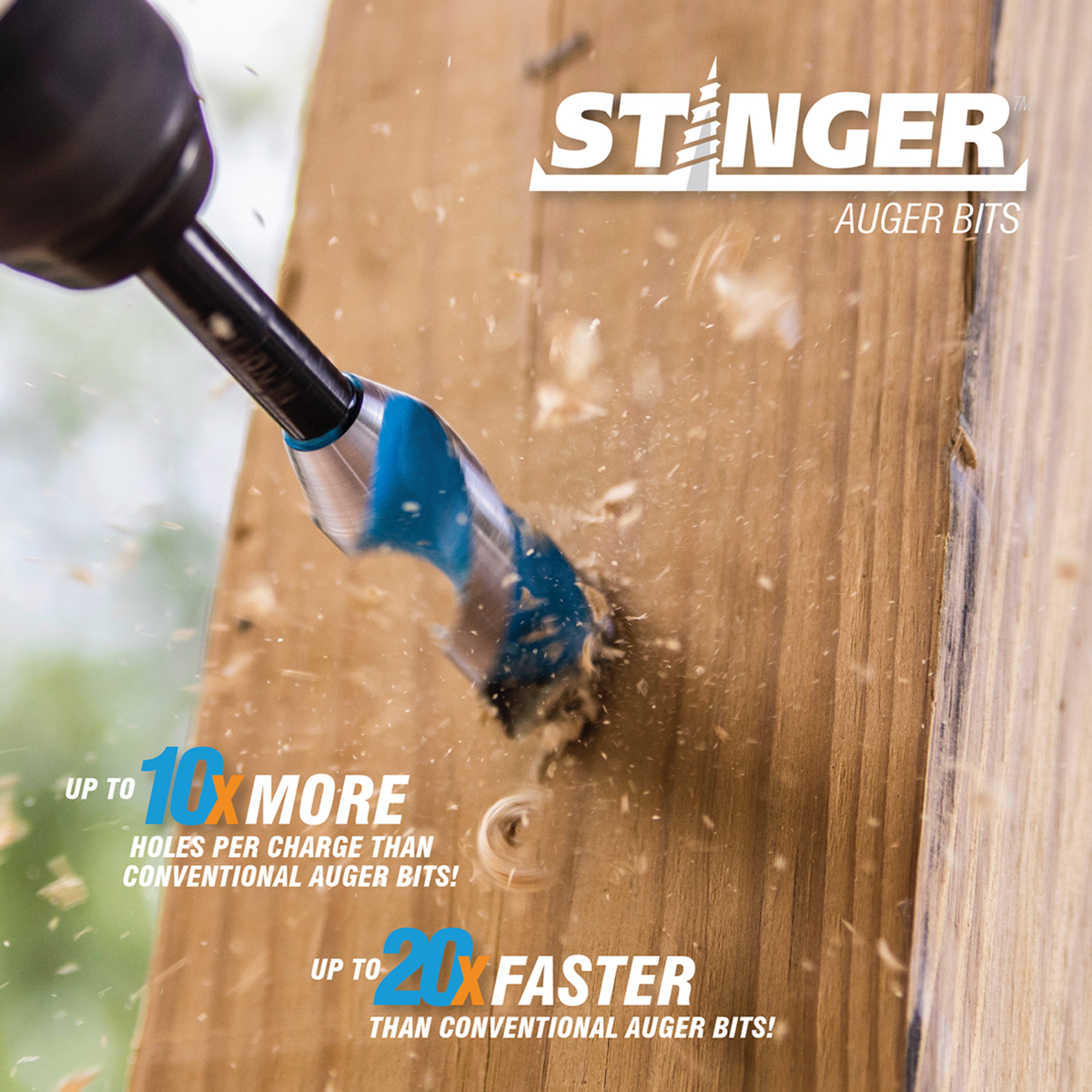 3-Piece Woodboring Auger Bit Set (1/2, 3/4, 1") Stinger™
