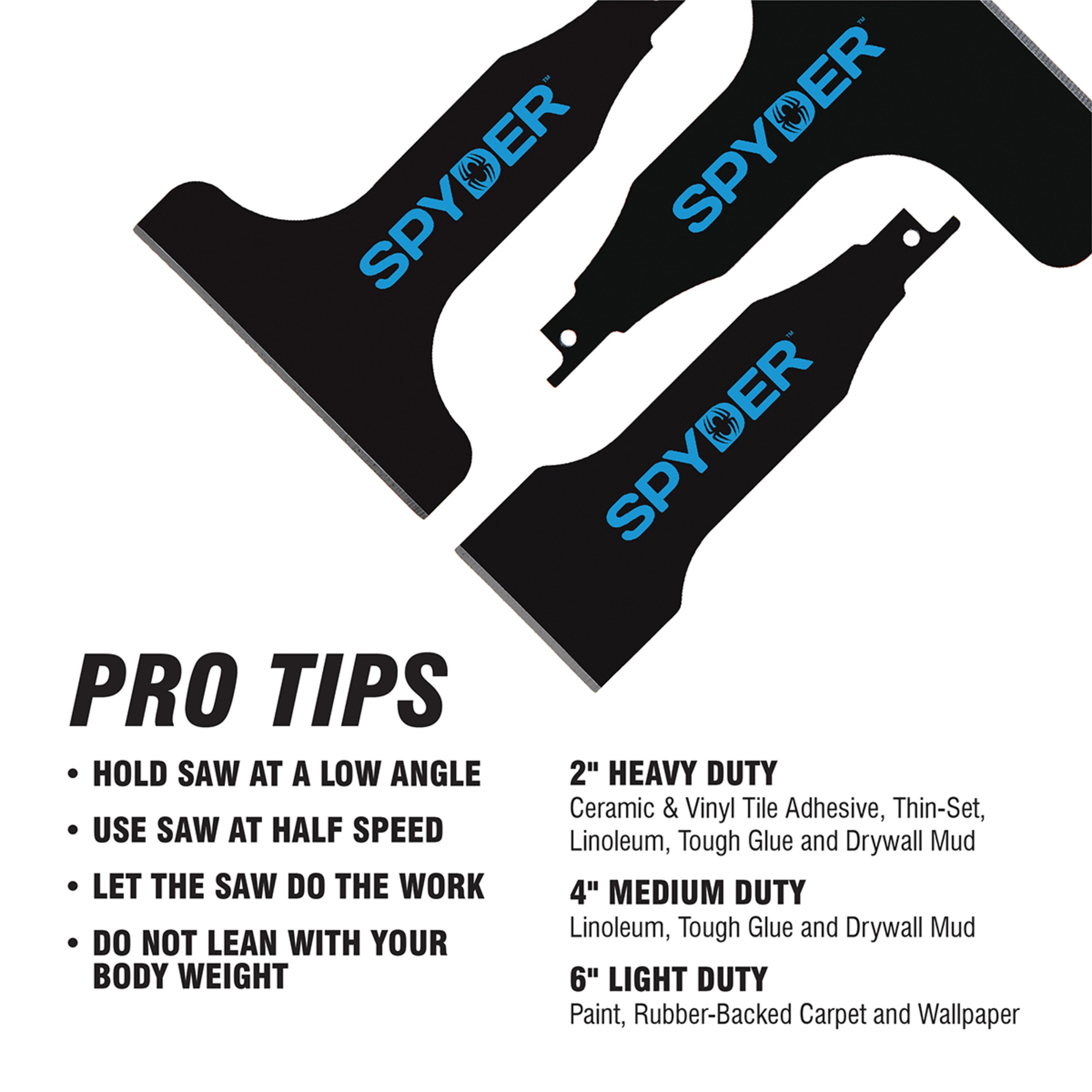 3-Piece Scraper Blade Reciprocating Saw Attachment Set (2, 4, & 6") Spyder Scraper™