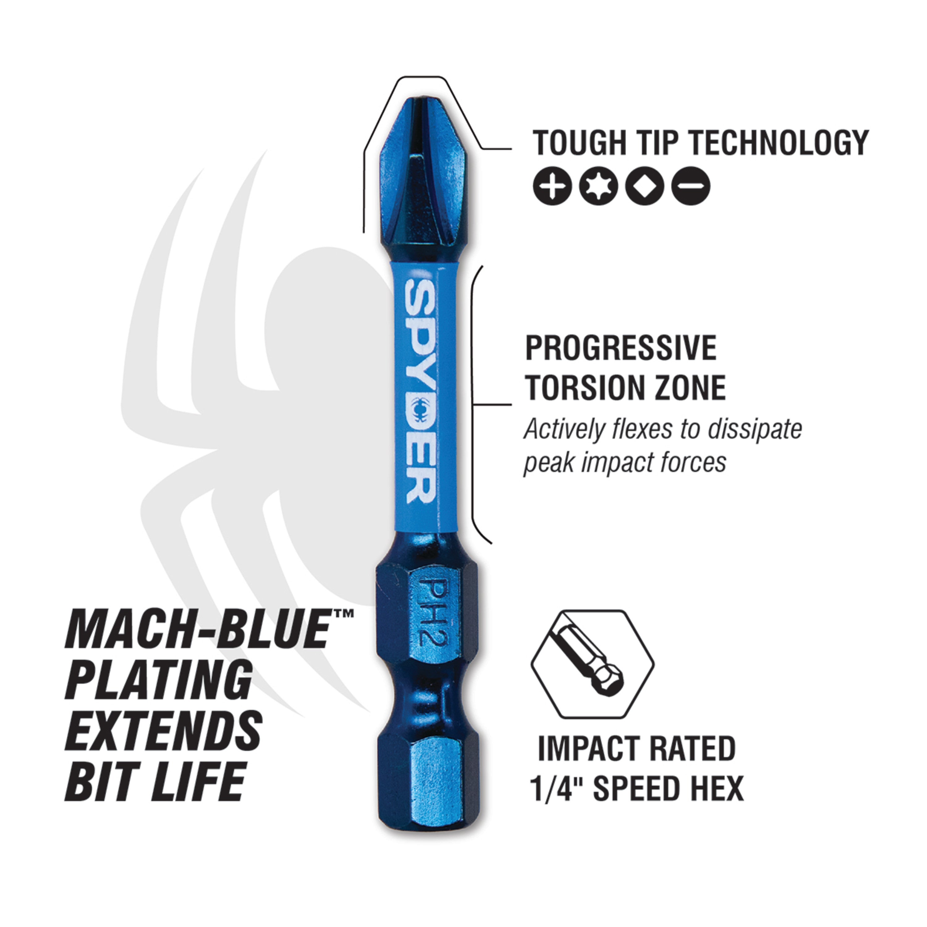 1" SQ1 Square Impact Driver Bit (2-Pack) Mach-Blue®
