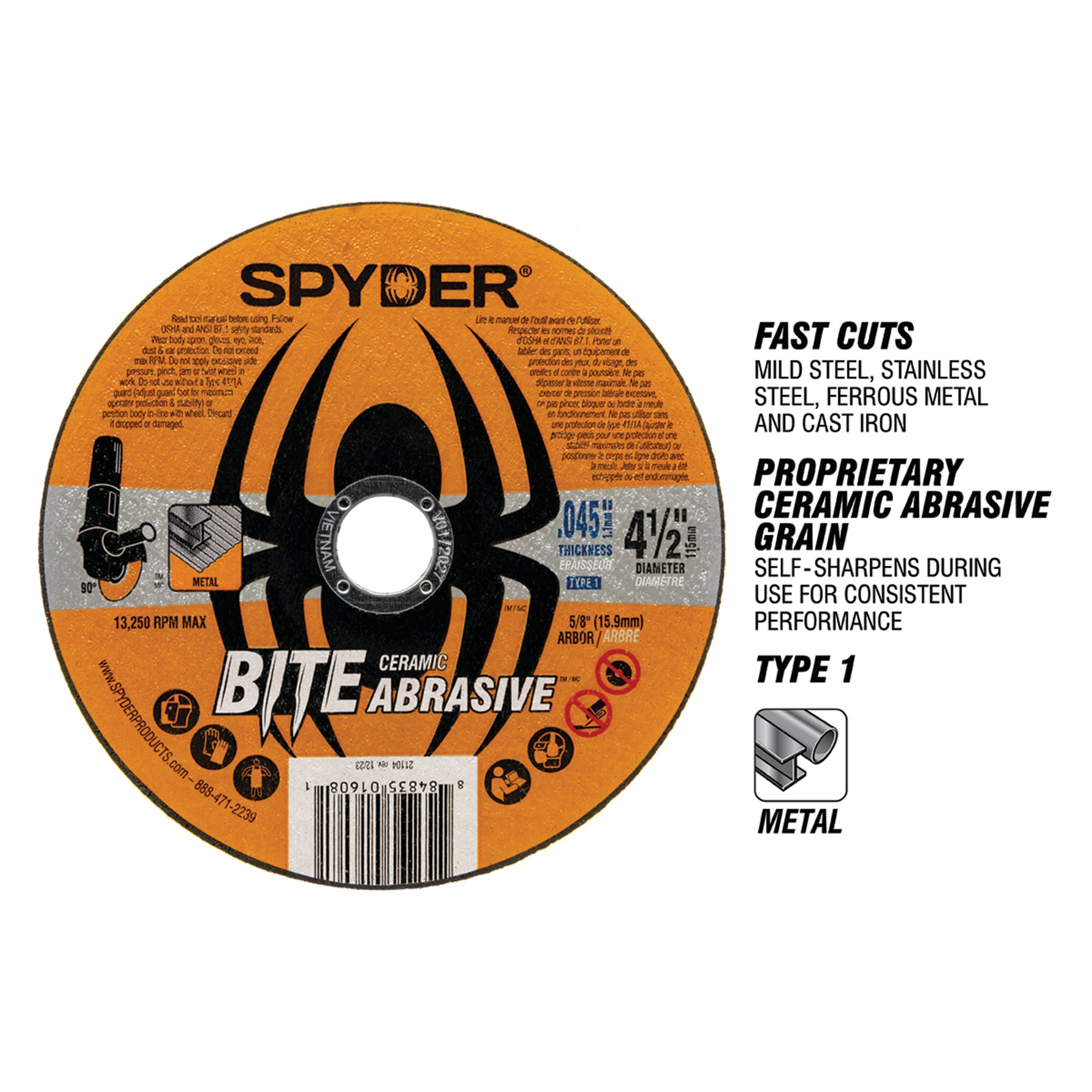 4" Bonded Ceramic Abrasive Cut-Off Wheel Bite™