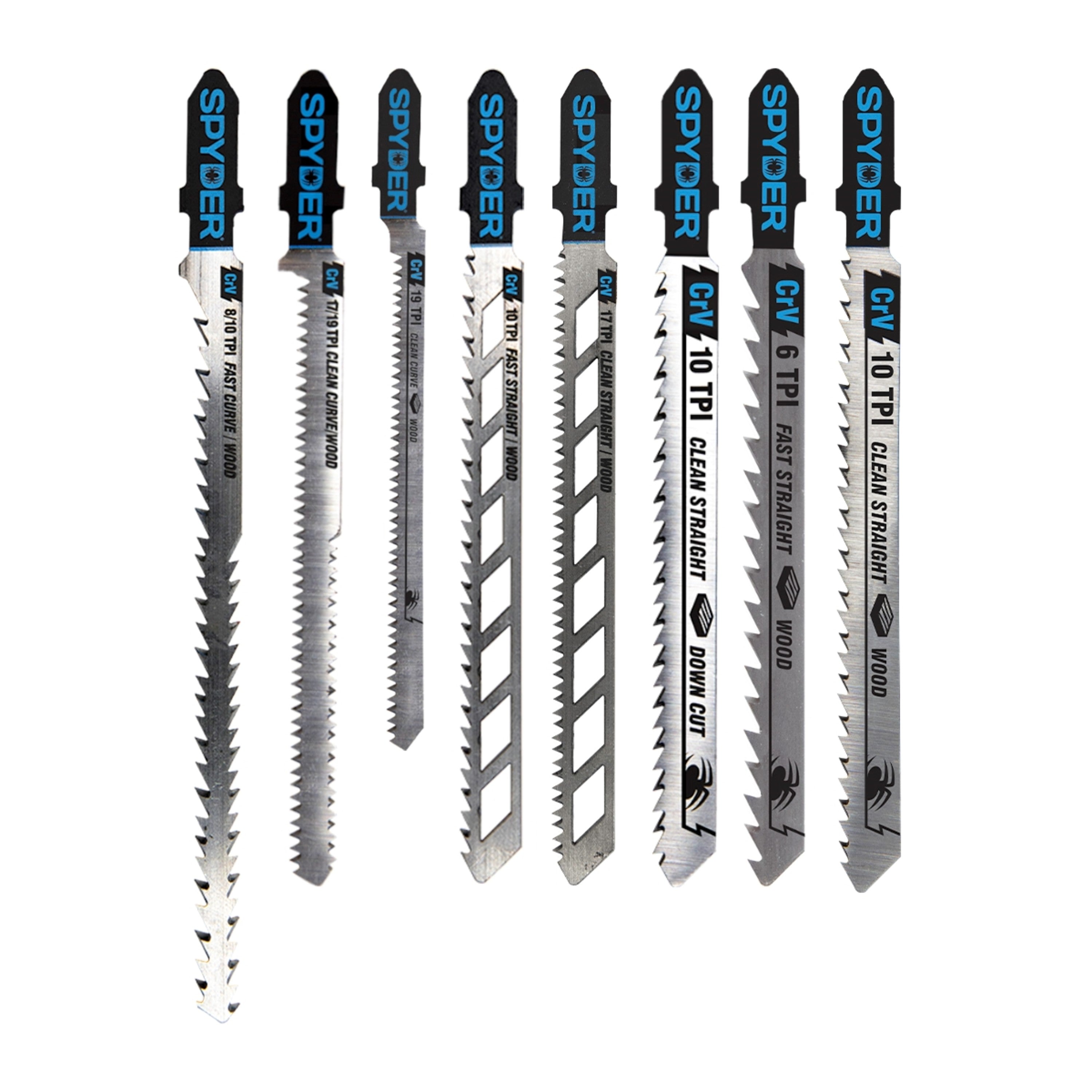 8-Piece Double-Sided And Skeleton T-Shank High-Carbon Steel Jig Saw Blade Set Skeleton™