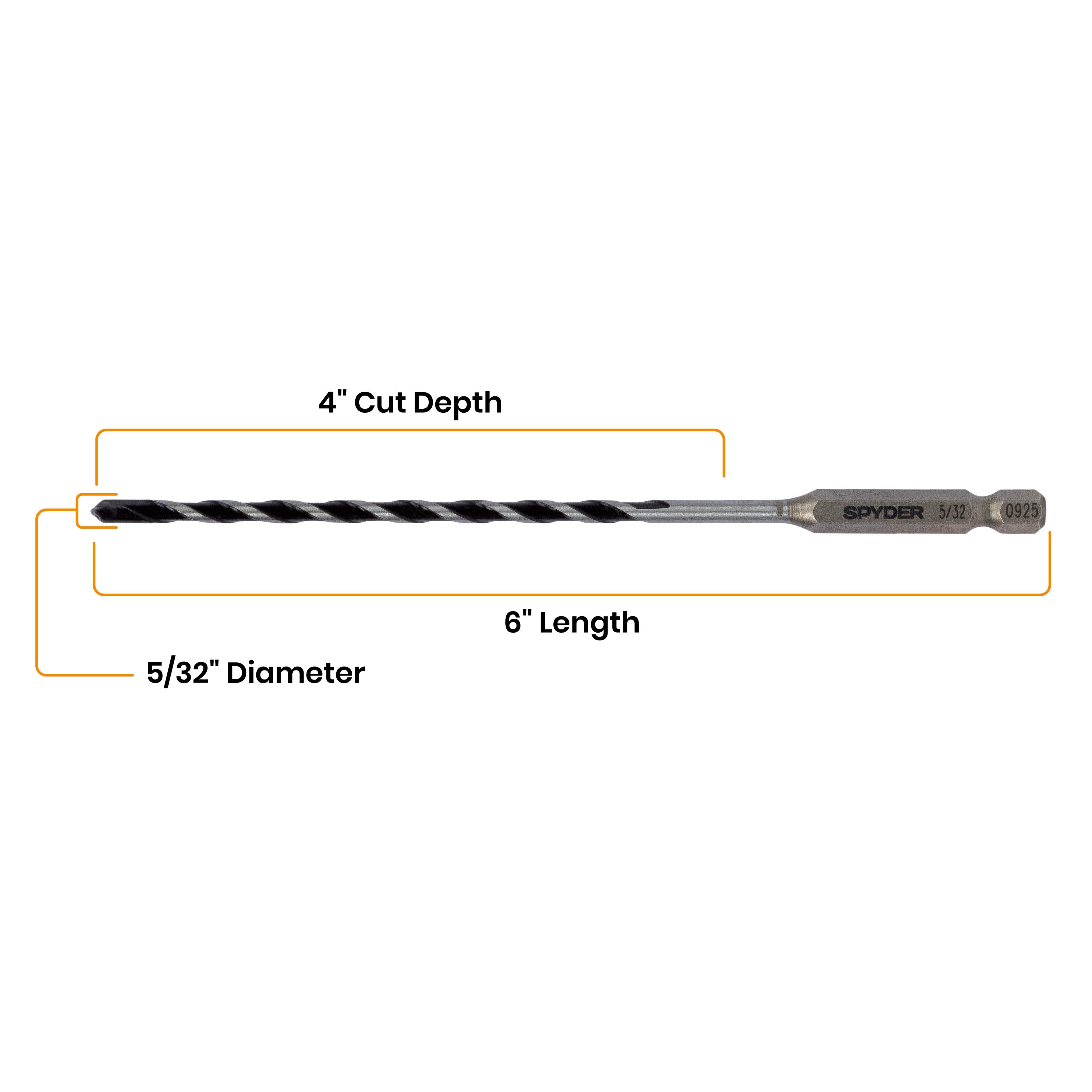 5/32" x 6" Impact Shank Hammer Drill Bit