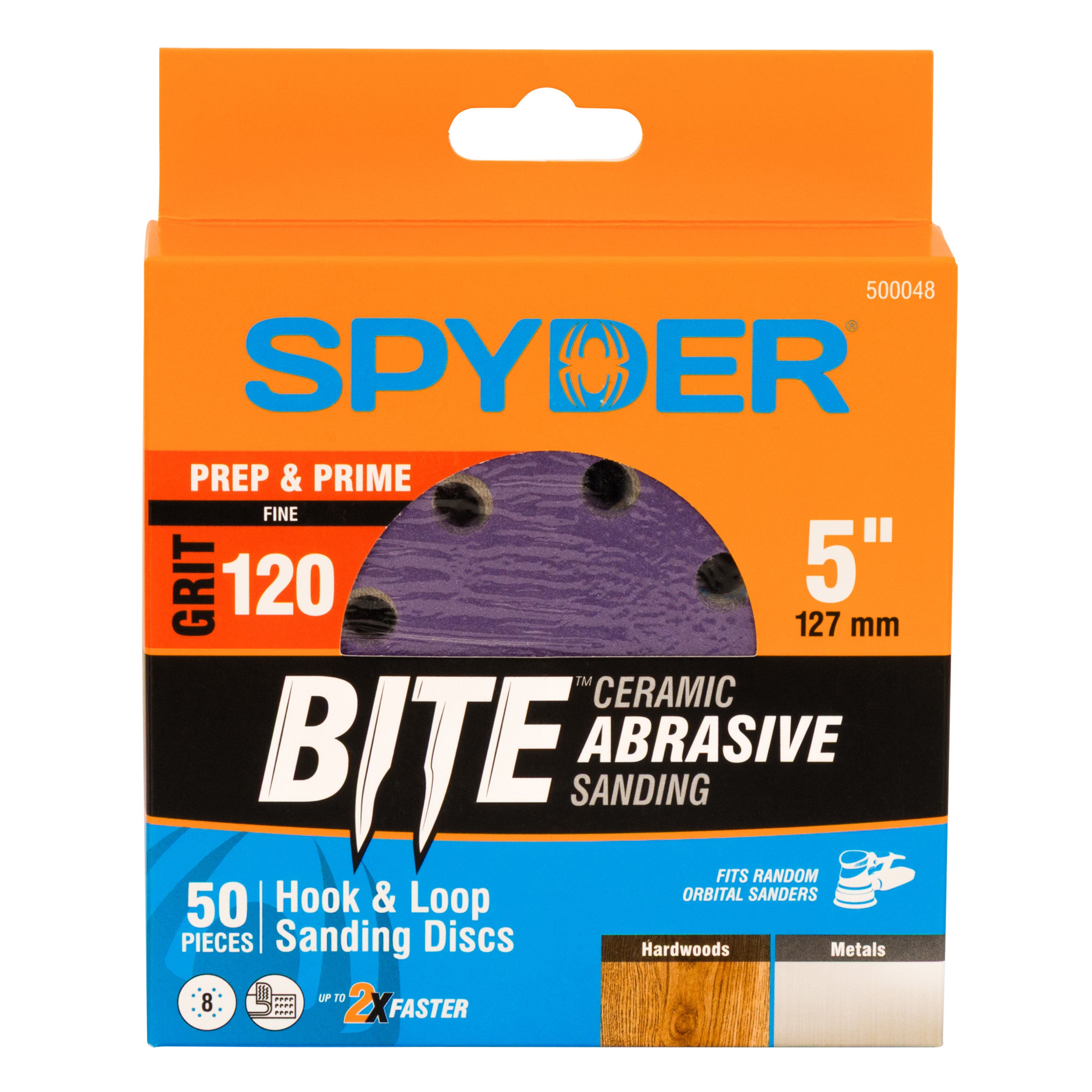 5" x 8-Hole 120 Grit Ceramic with Stearate Sanding Discs (50-Pack)