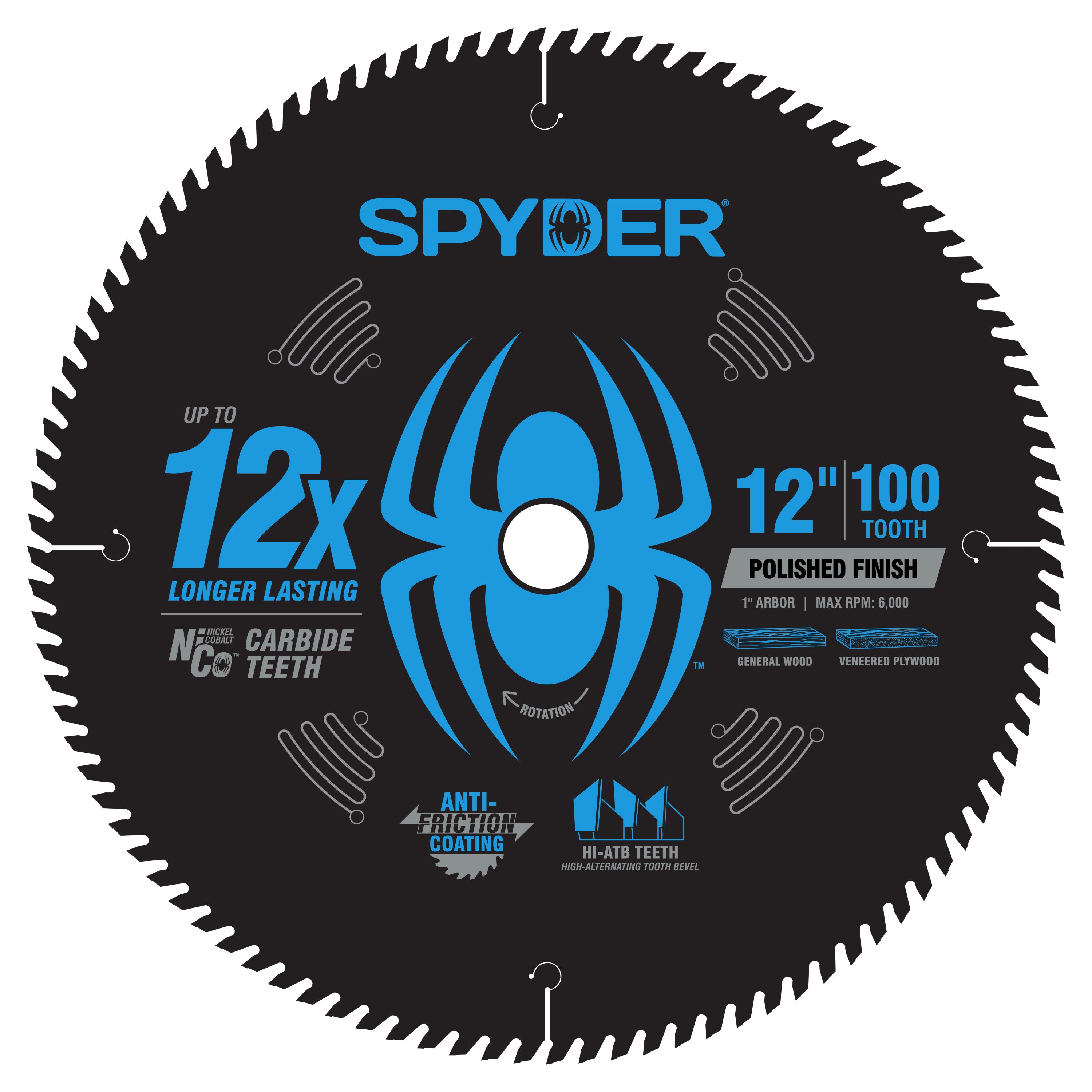 12" 100-Tooth Polished Finish Saw Blade for Wood