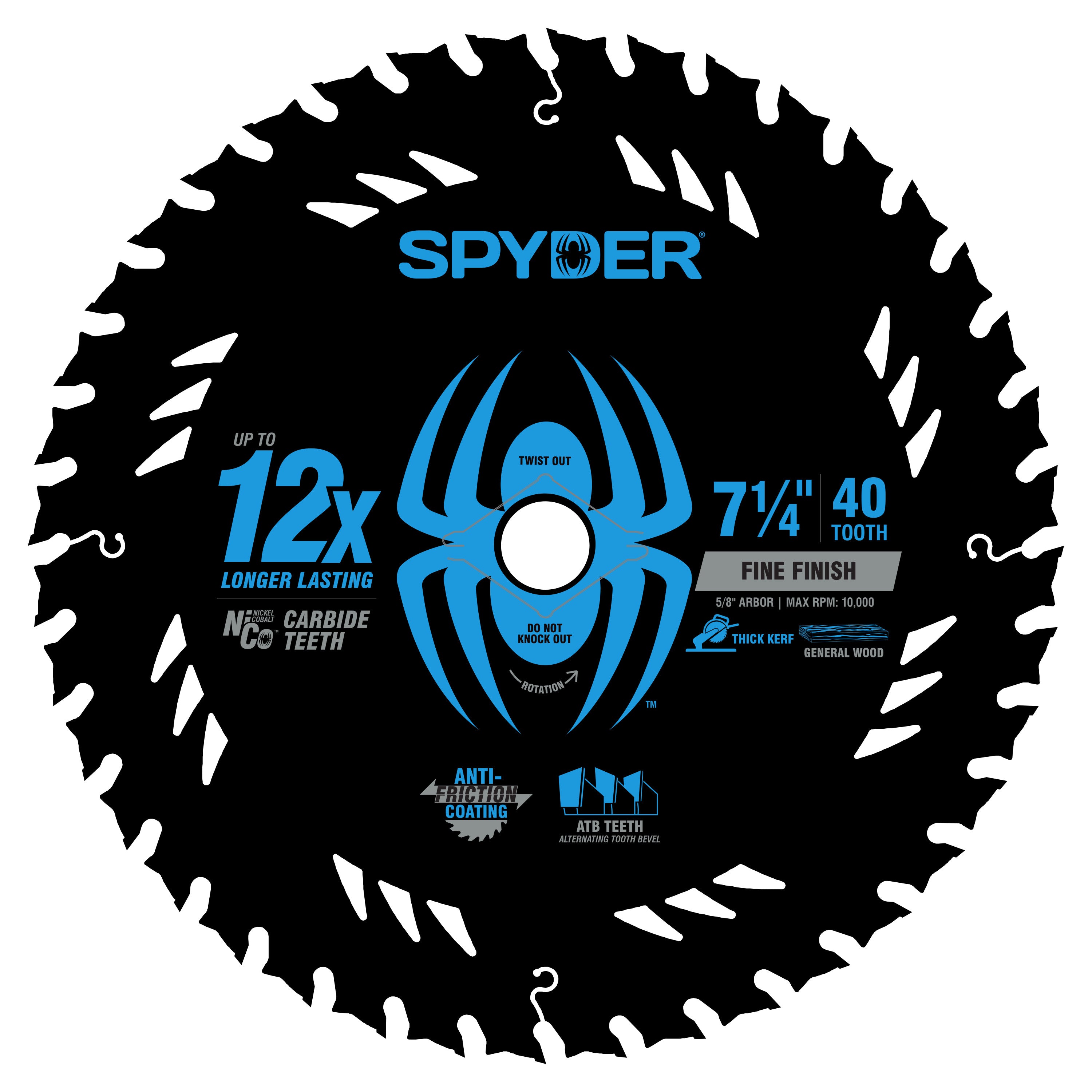 Spyder thick kerf circular saw blade on a white background