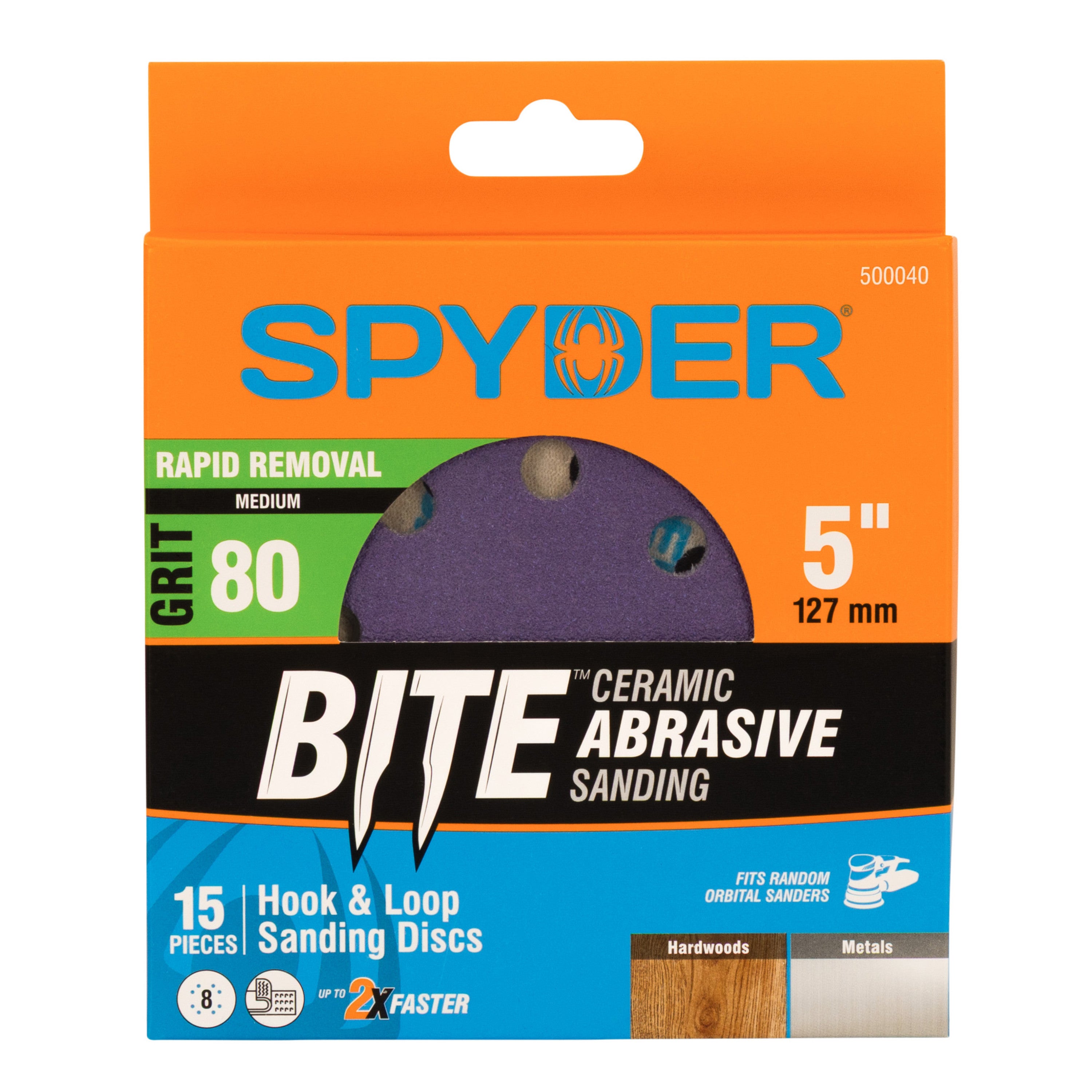 5" x 8-Hole 80 Grit Ceramic with Stearate Sanding Discs (15-Pack)