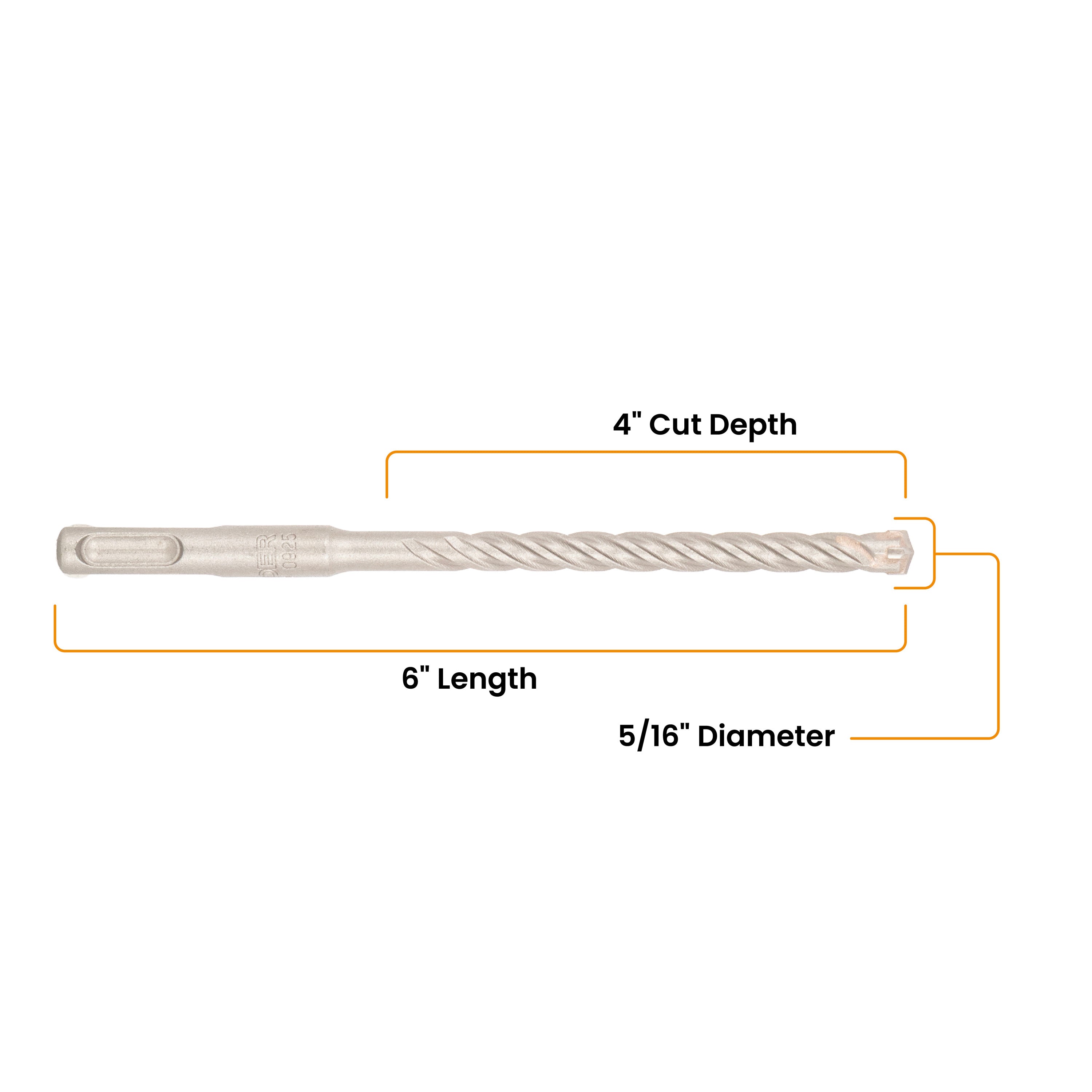 5/16" x 6" SDS-Plus 4-Cutter Carbide-Tipped Rotary Hammer Drill Bit