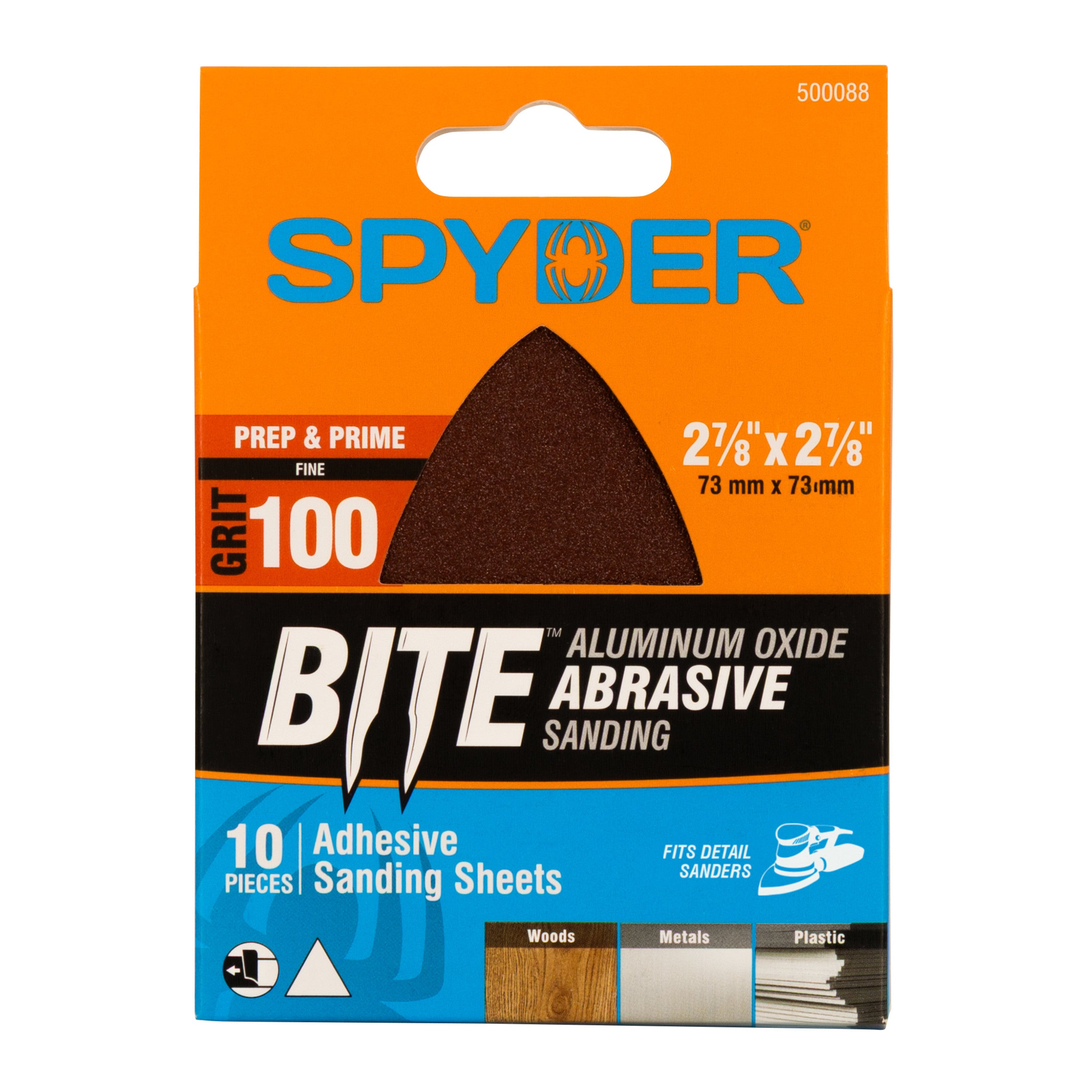 2-7/8" x 2-7/8" 100 Grit Aluminum Oxide Adhesive Detail Sanding Sheets (10-Pack)