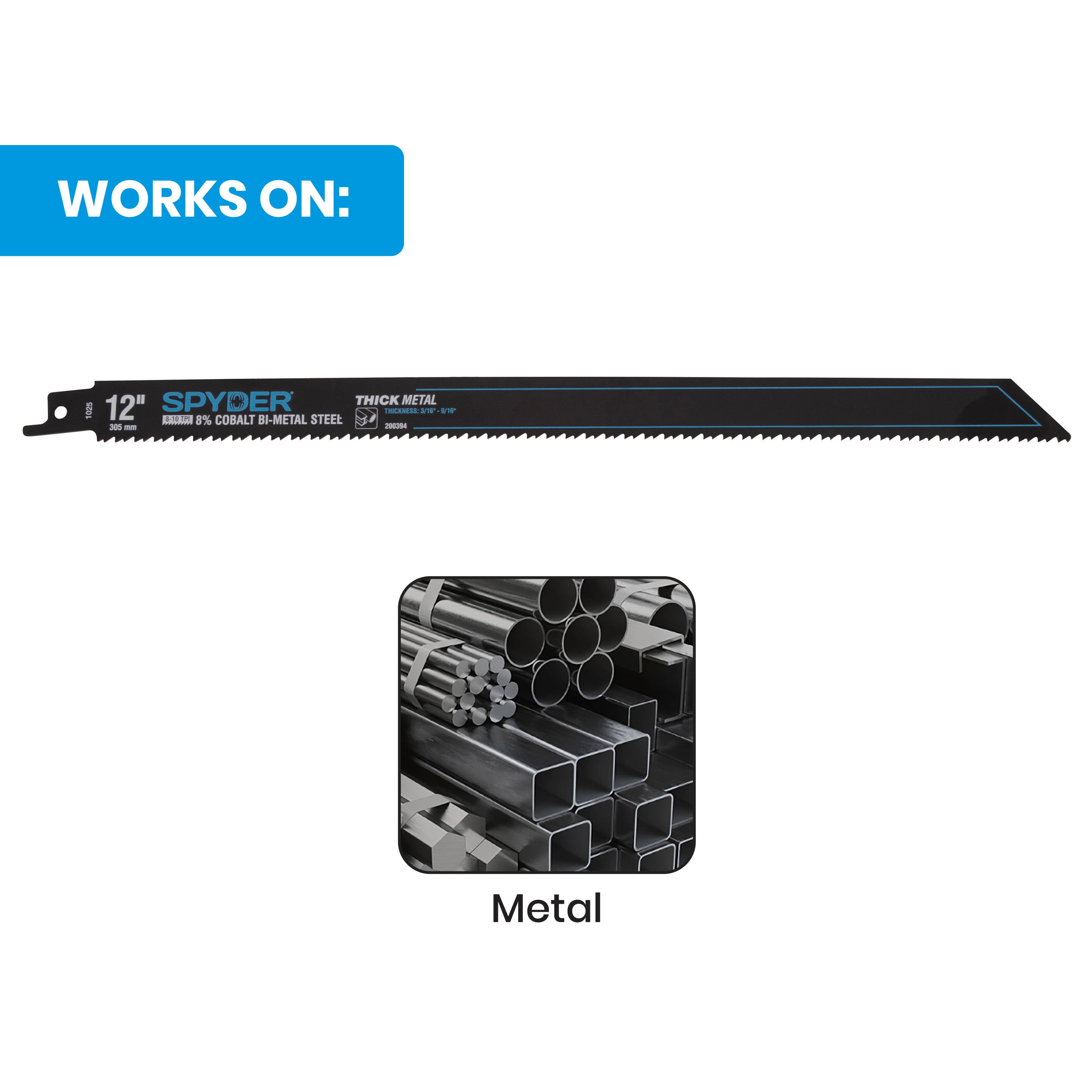 12" 8-10 TPI Bi-Metal Reciprocating Saw Blade Black Series™