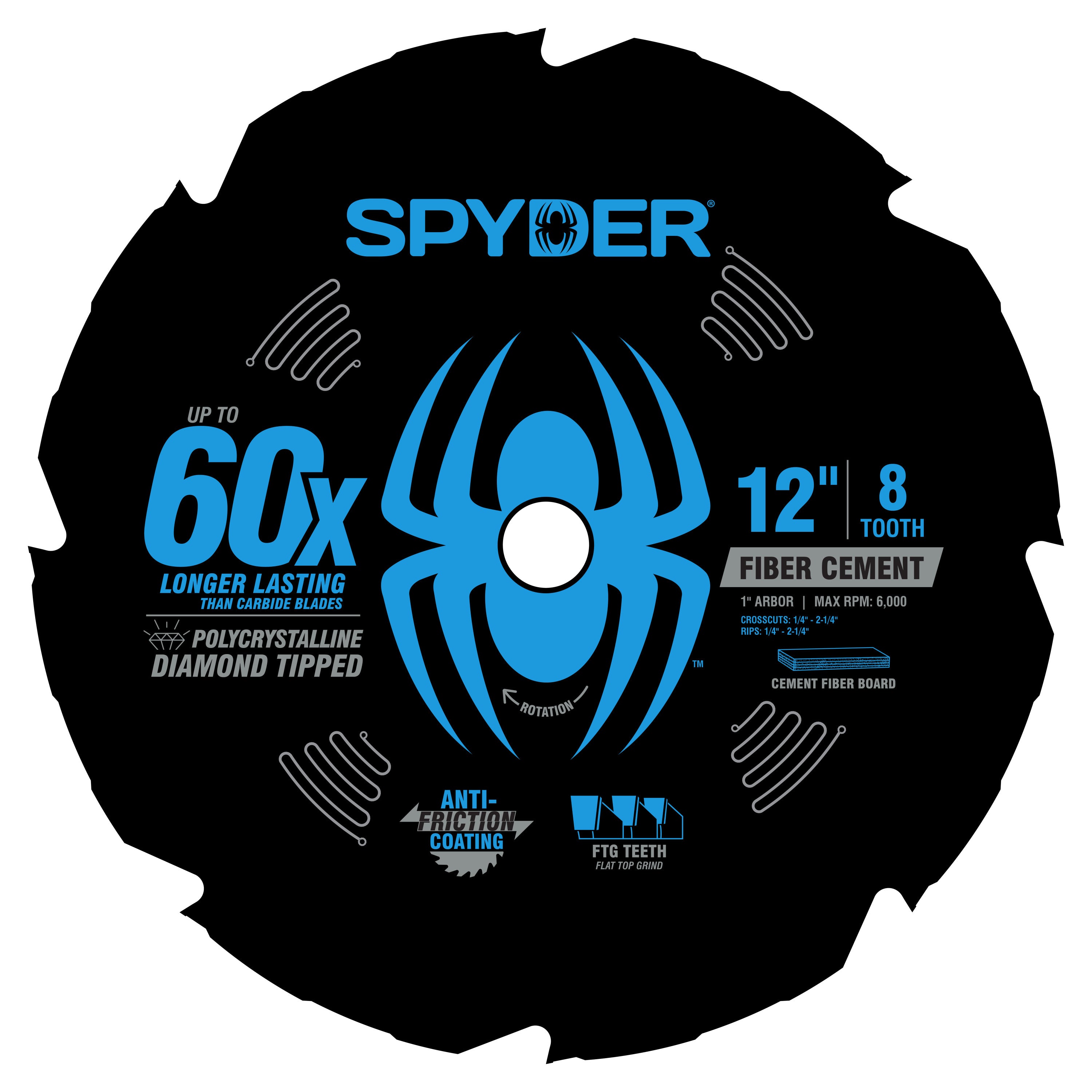 12" 8-Tooth Diamond-Tipped Saw Blade for Fiber Cement