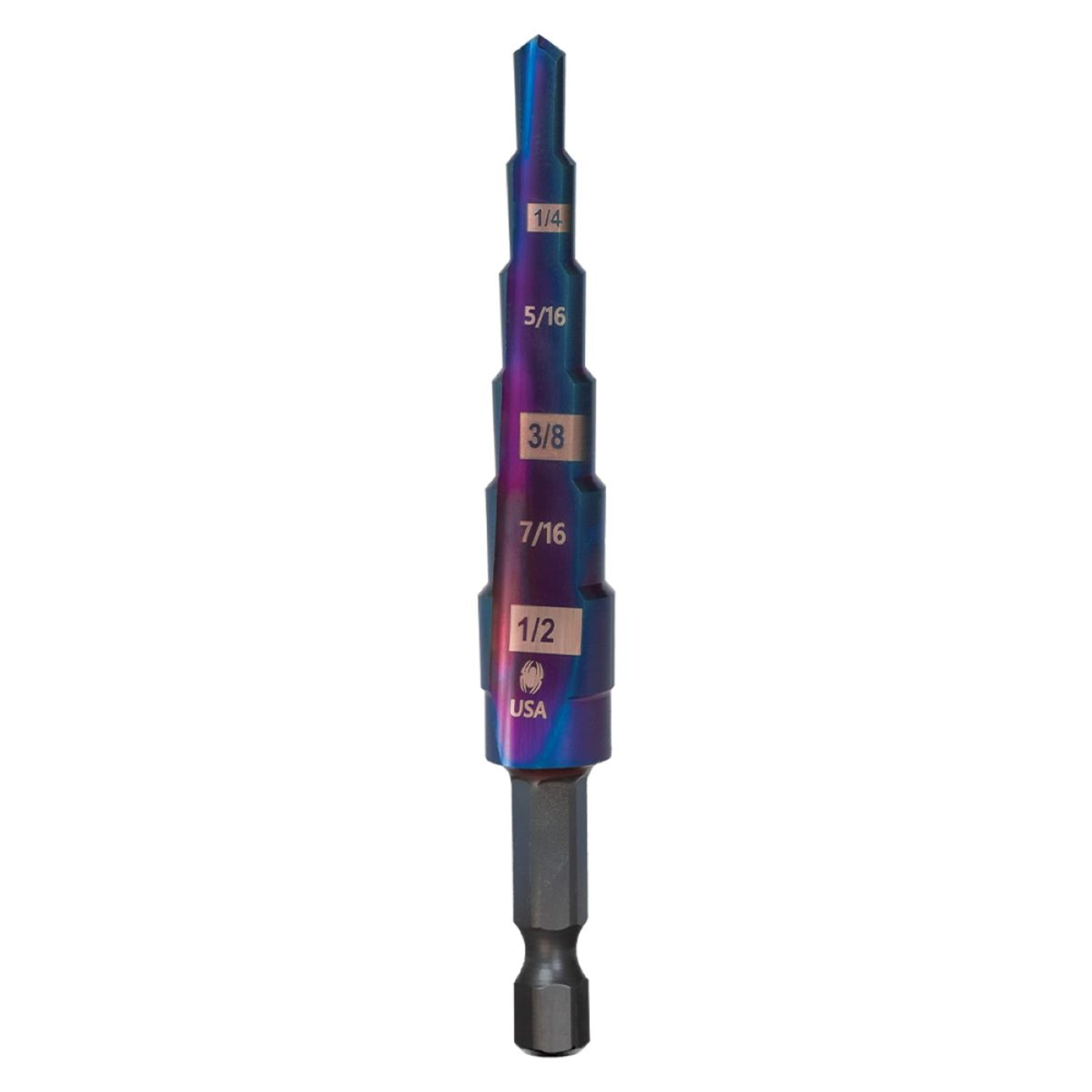 3/16 to 1/2" Hex Shank 6 Step Drill Bit Stinger™ Mach-Blue™