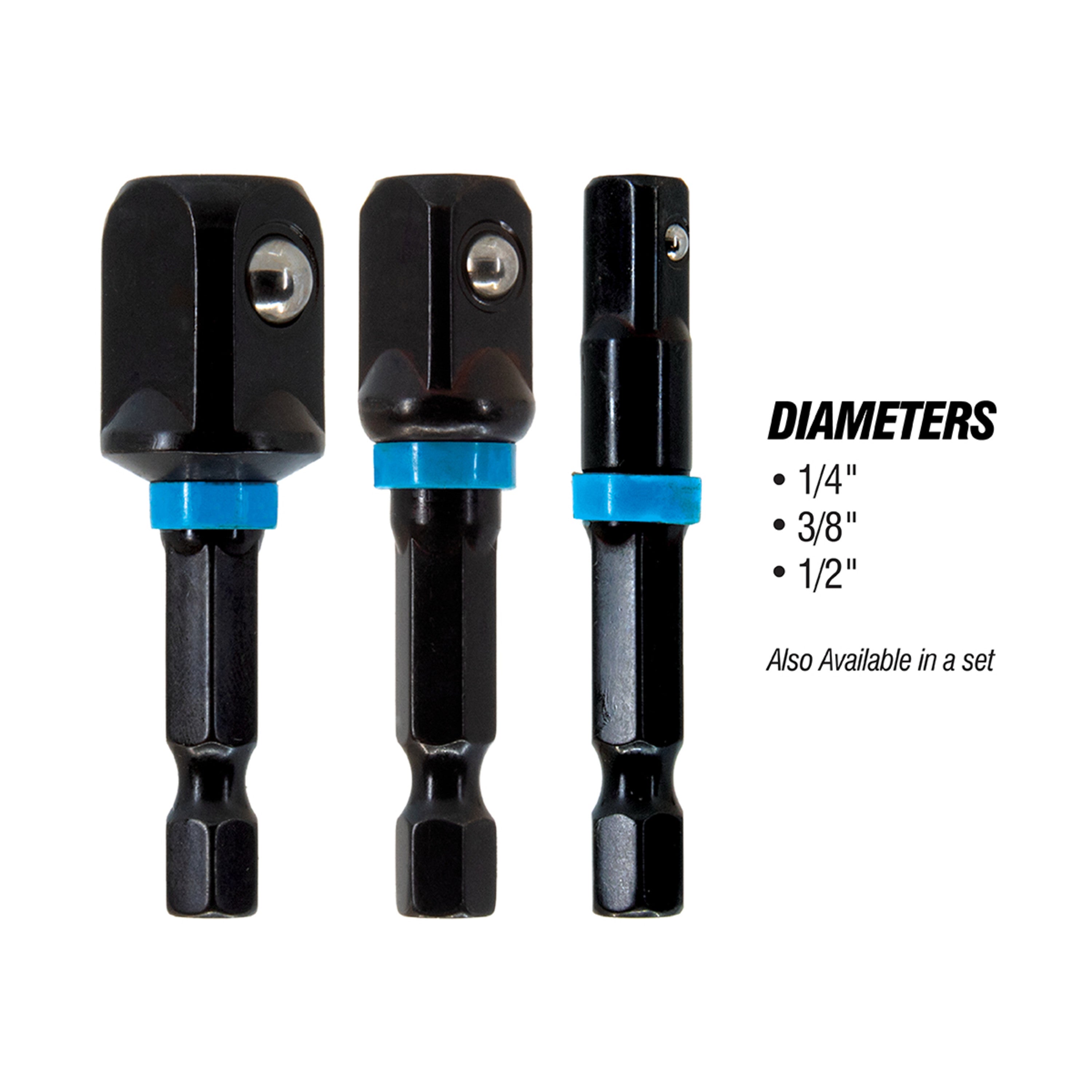 3-Piece Impact Socket Driver Adapter Set (1/4, 3/8, 1/2")