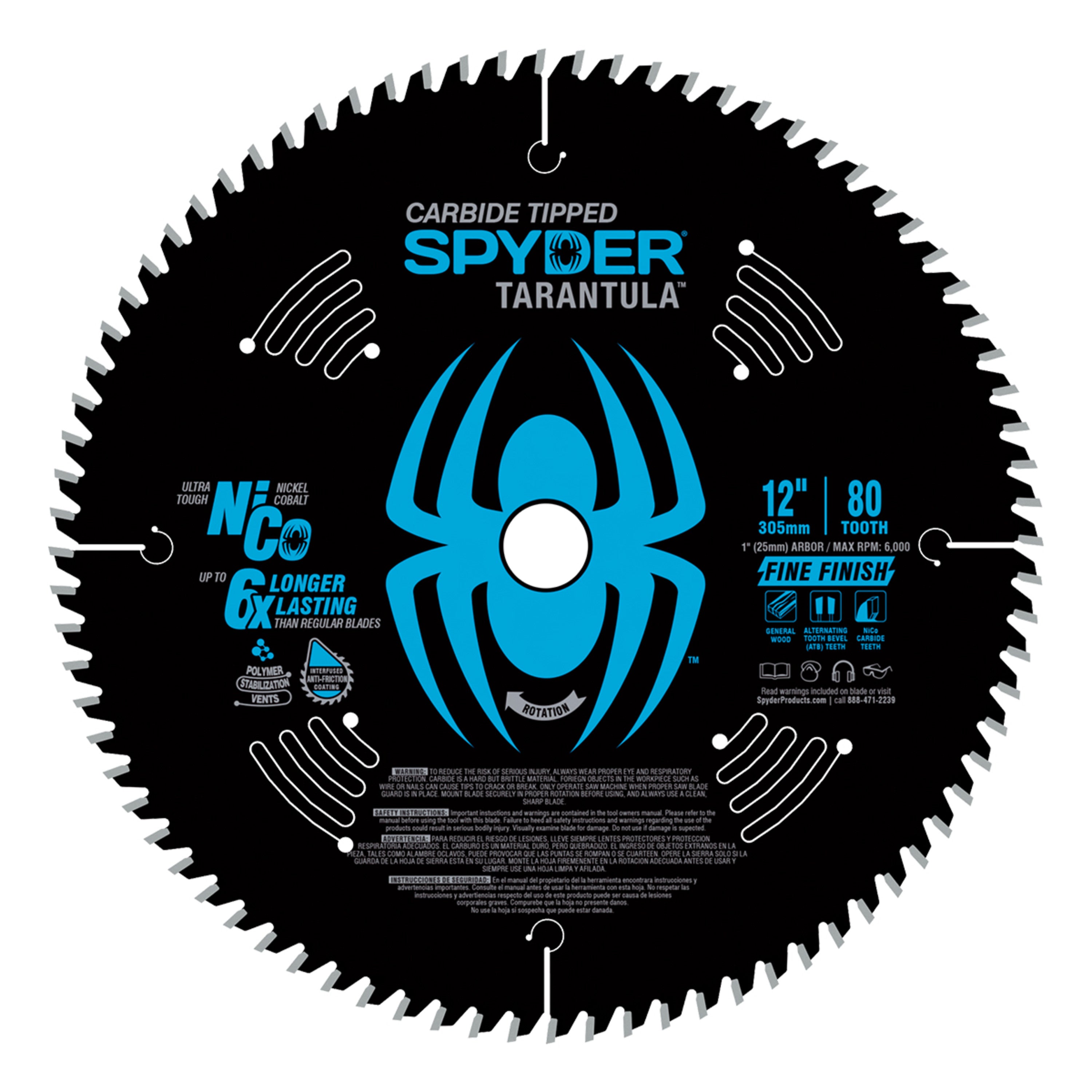 12" 80-Tooth Fine Finish Saw Blade for Wood