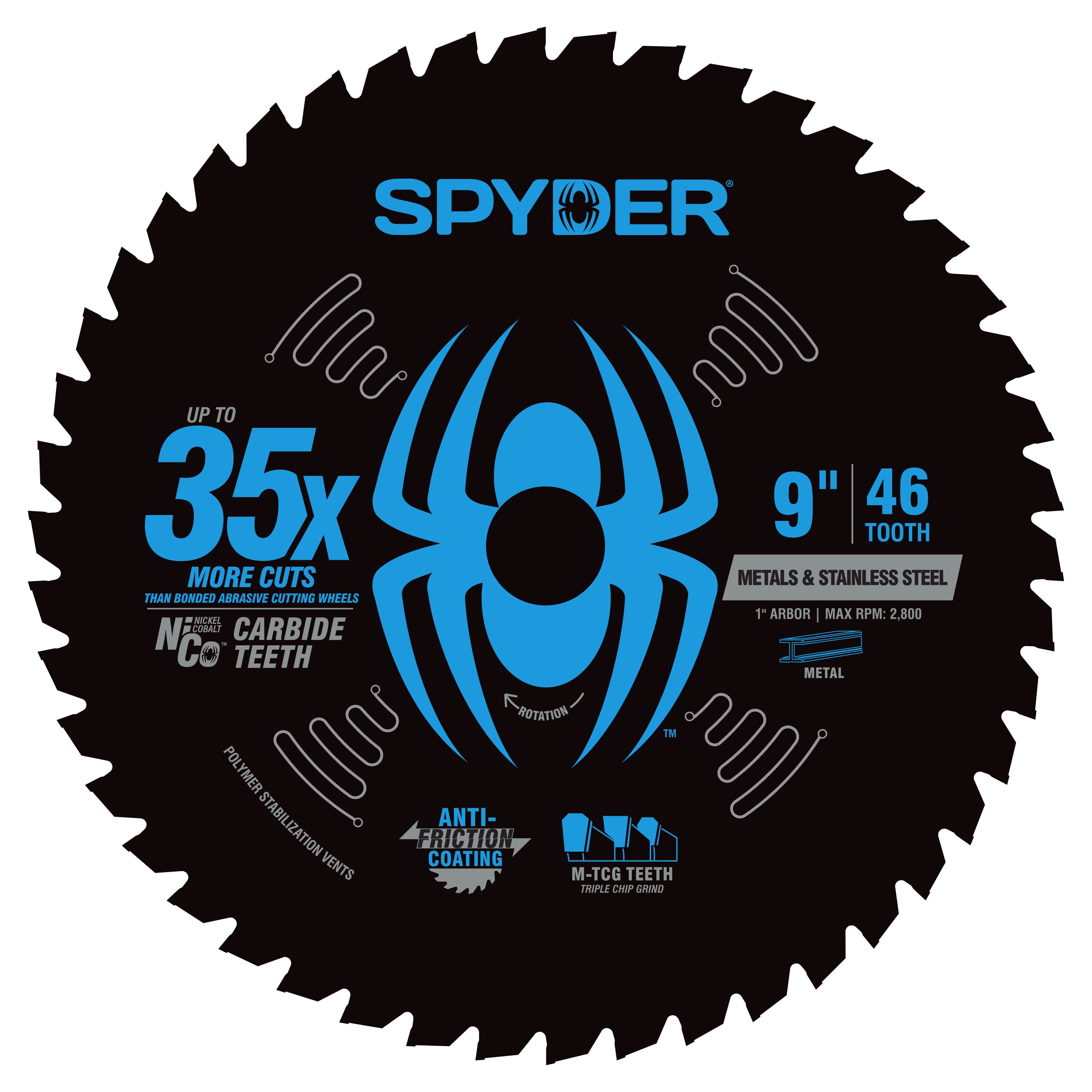 Lame de scie circulaire en acier TCT Tarantula™ 9" 46 dents