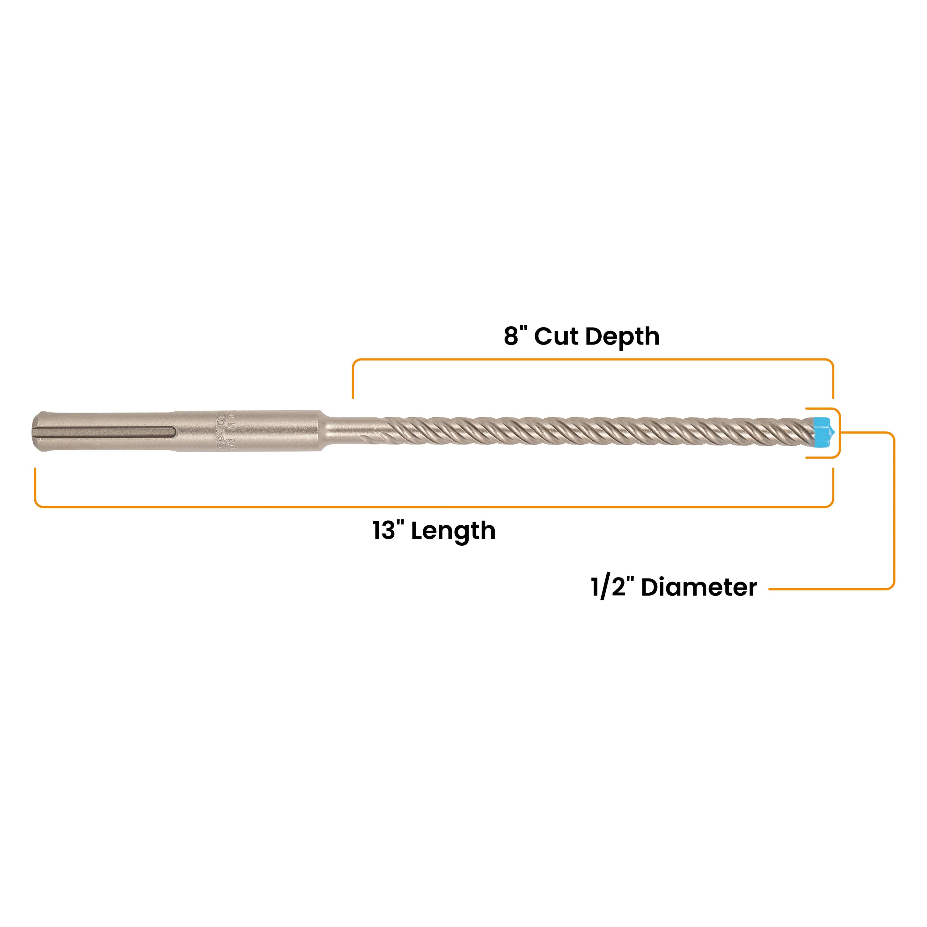 1/2" x 13" SDS-Max 4-Cutter Carbide-Tipped Rotary Hammer Drill Bit