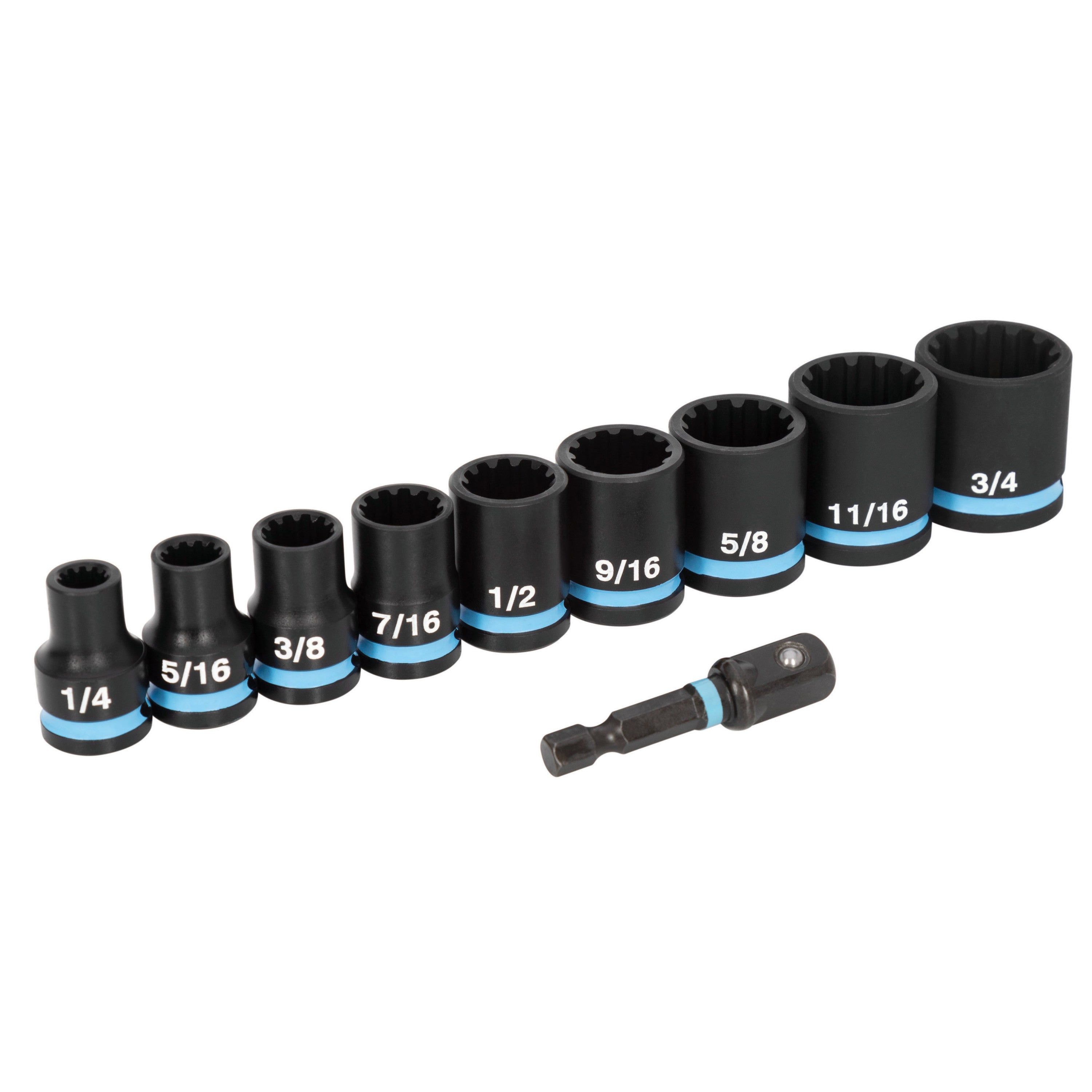 10-Piece 3/8" Drive SAE Impact Socket Set with Adapter