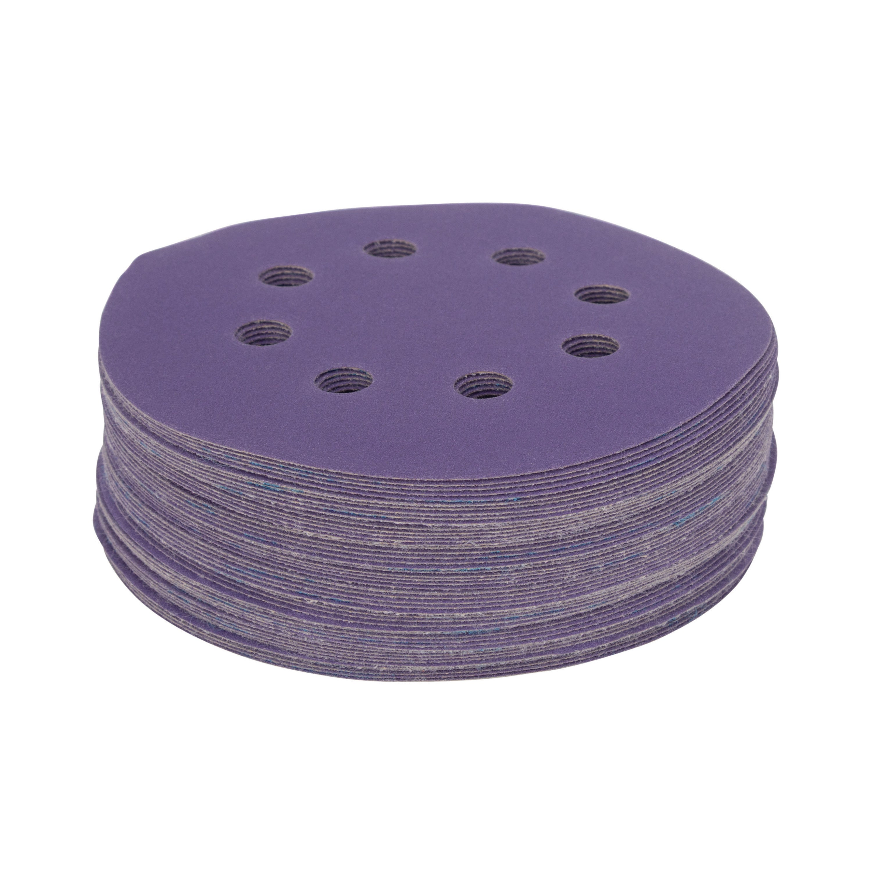 5" x 8-Hole 220 Grit Ceramic with Stearate Sanding Discs (50-Pack) Bite
