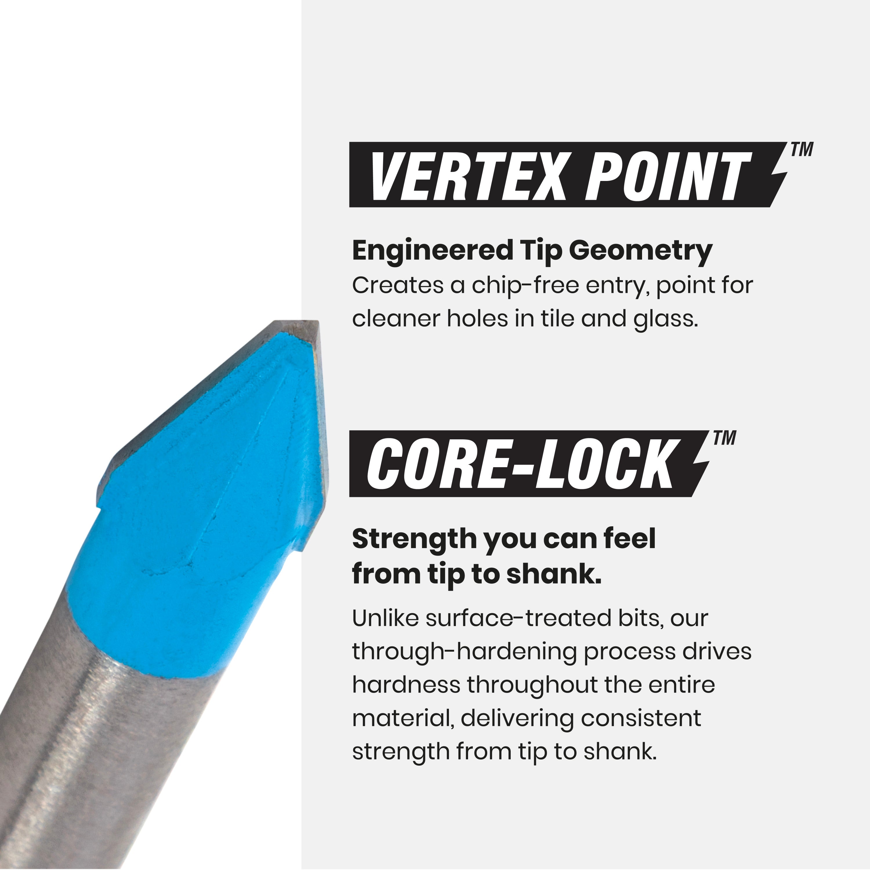 1/2" x 3.5" Quick-Release Hex Shank Carbide-Tipped Glass & Tile Drill Bit