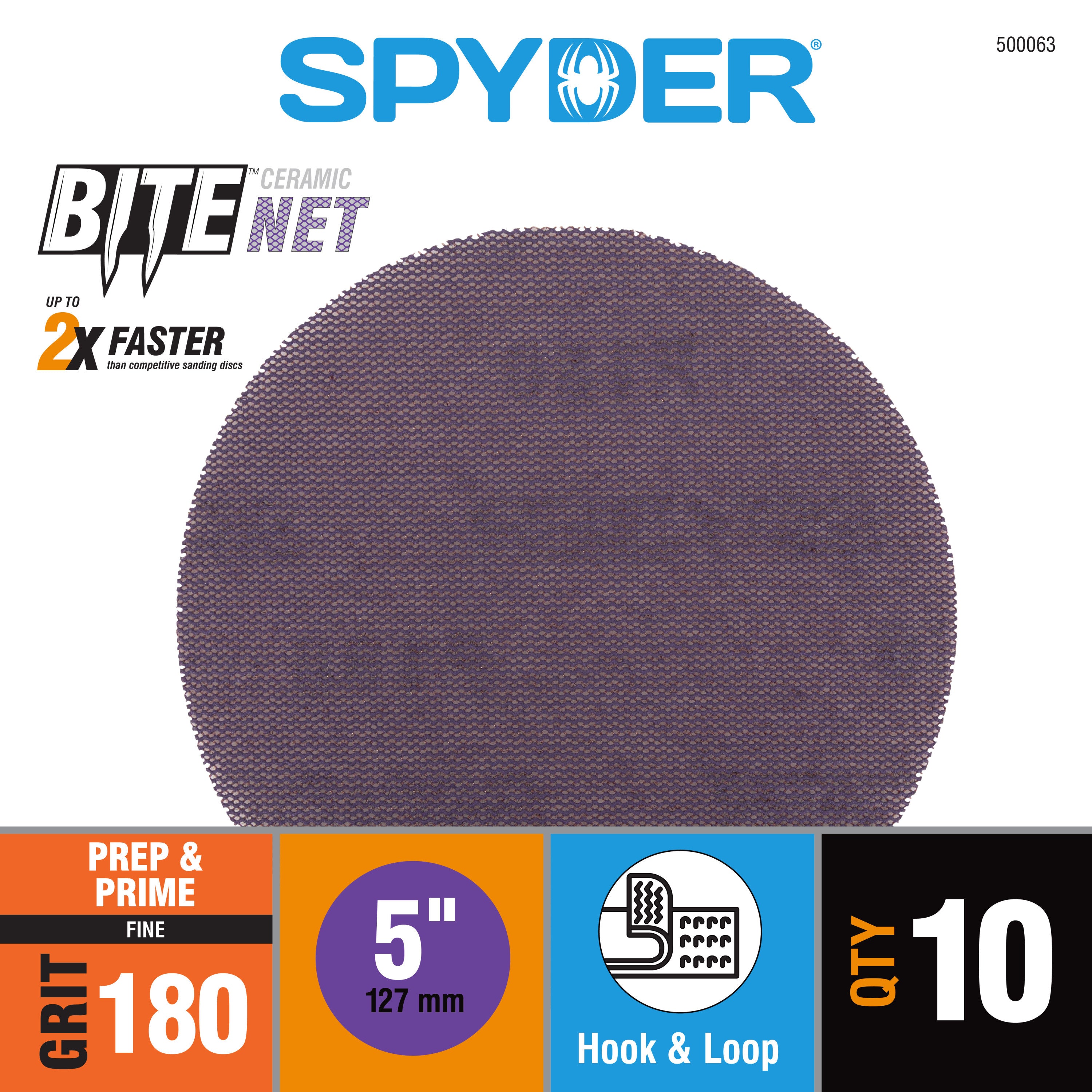 5" 180 Grit Ceramic Net Hook & Loop Sanding Discs (10-Pack) Bite