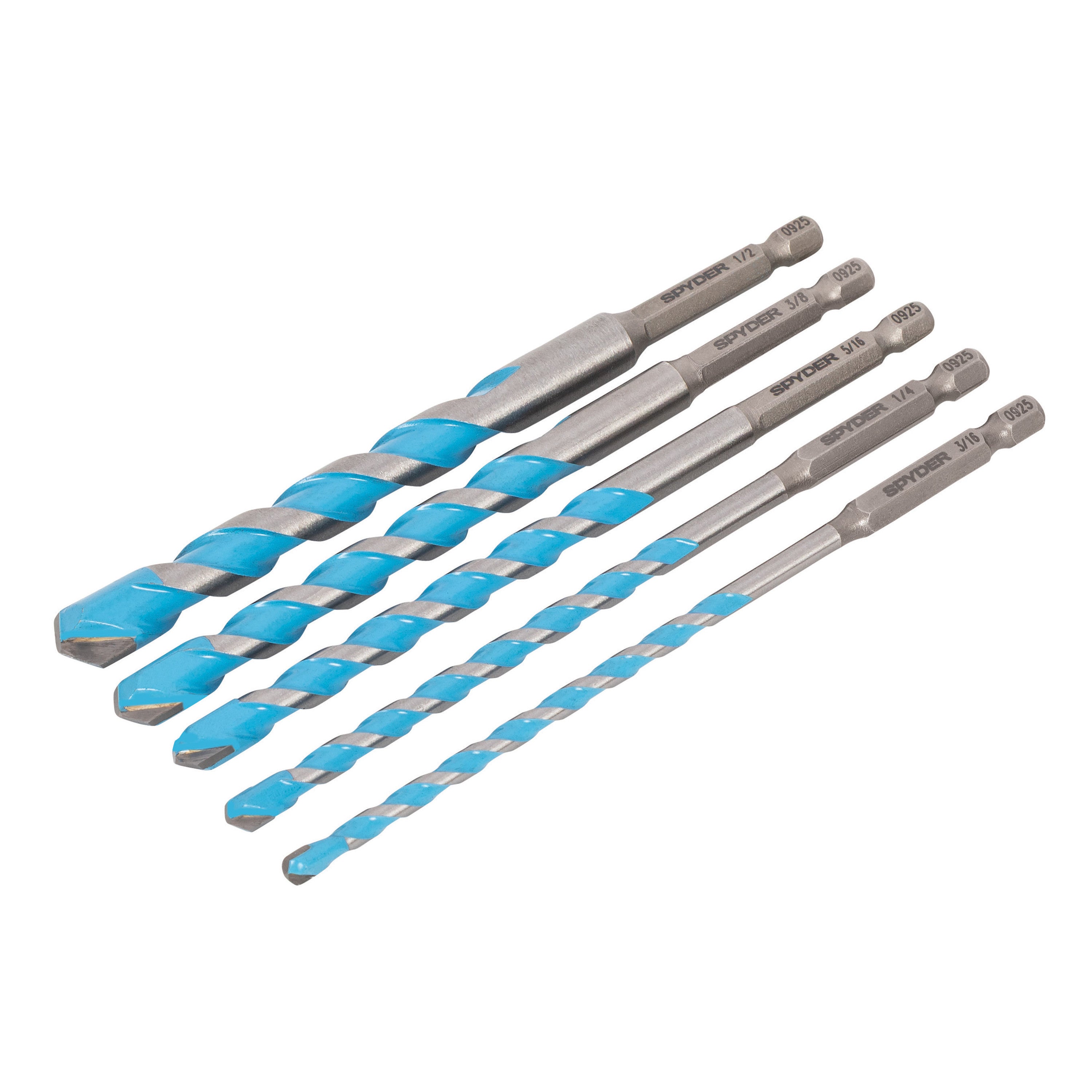 5-Piece Impact Shank Carbide-Tipped Multiconstruction Masonry Drill Bit Set