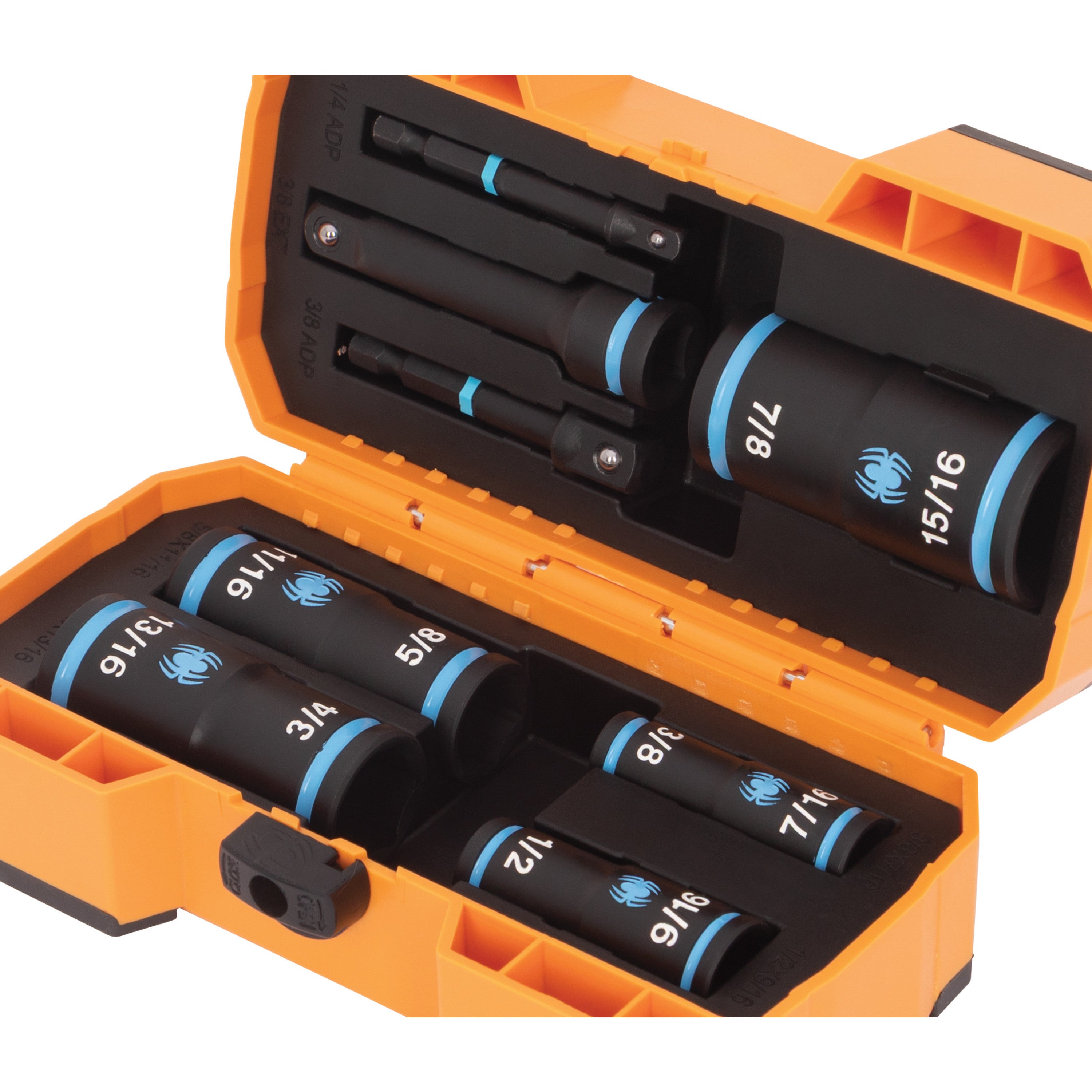 8-Piece 1/4 & 3/8" Drive SAE Flip Socket Set with 3" Impact Extension & 2 Impact Adapters