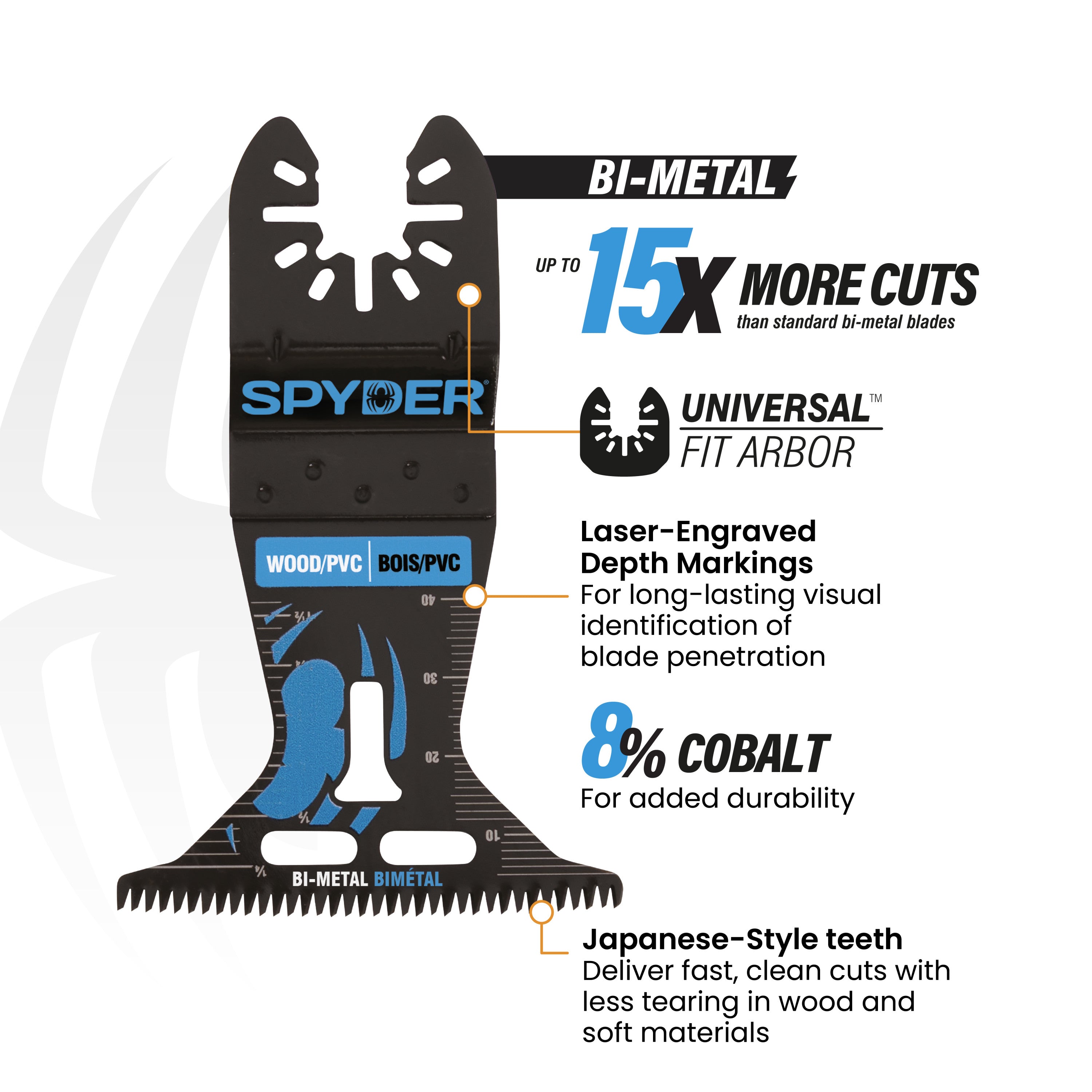 2-1/2" Universal Fit Bi-Metal Oscillating Blade for Clean Wood & PVC