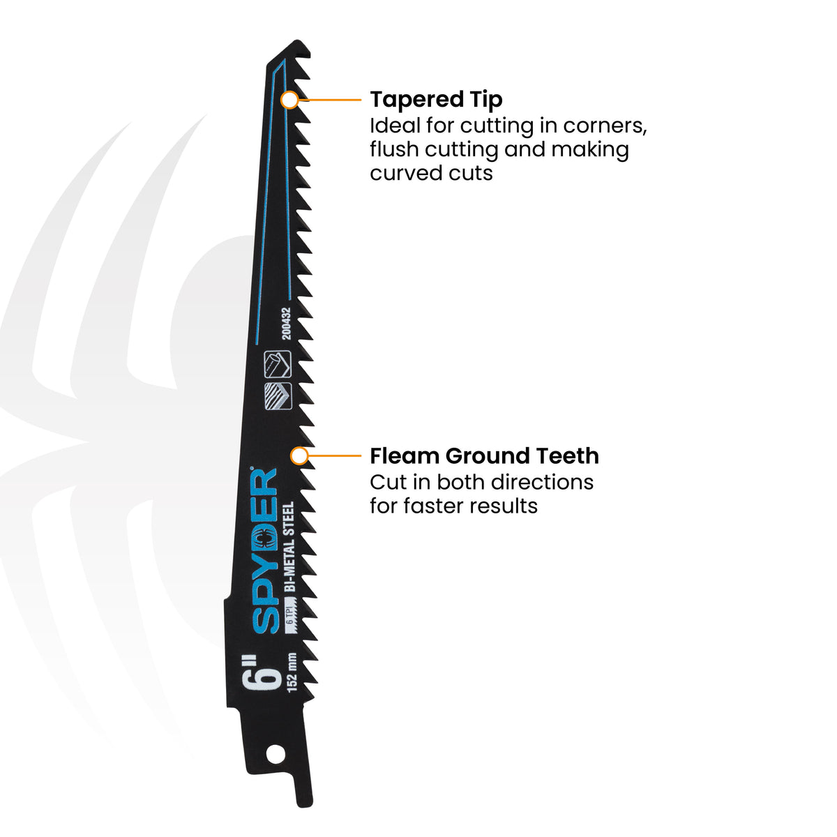6" 6 TPI Bi-Metal Wood & Plastic Plunge Reciprocating Saw Blade Black Series™