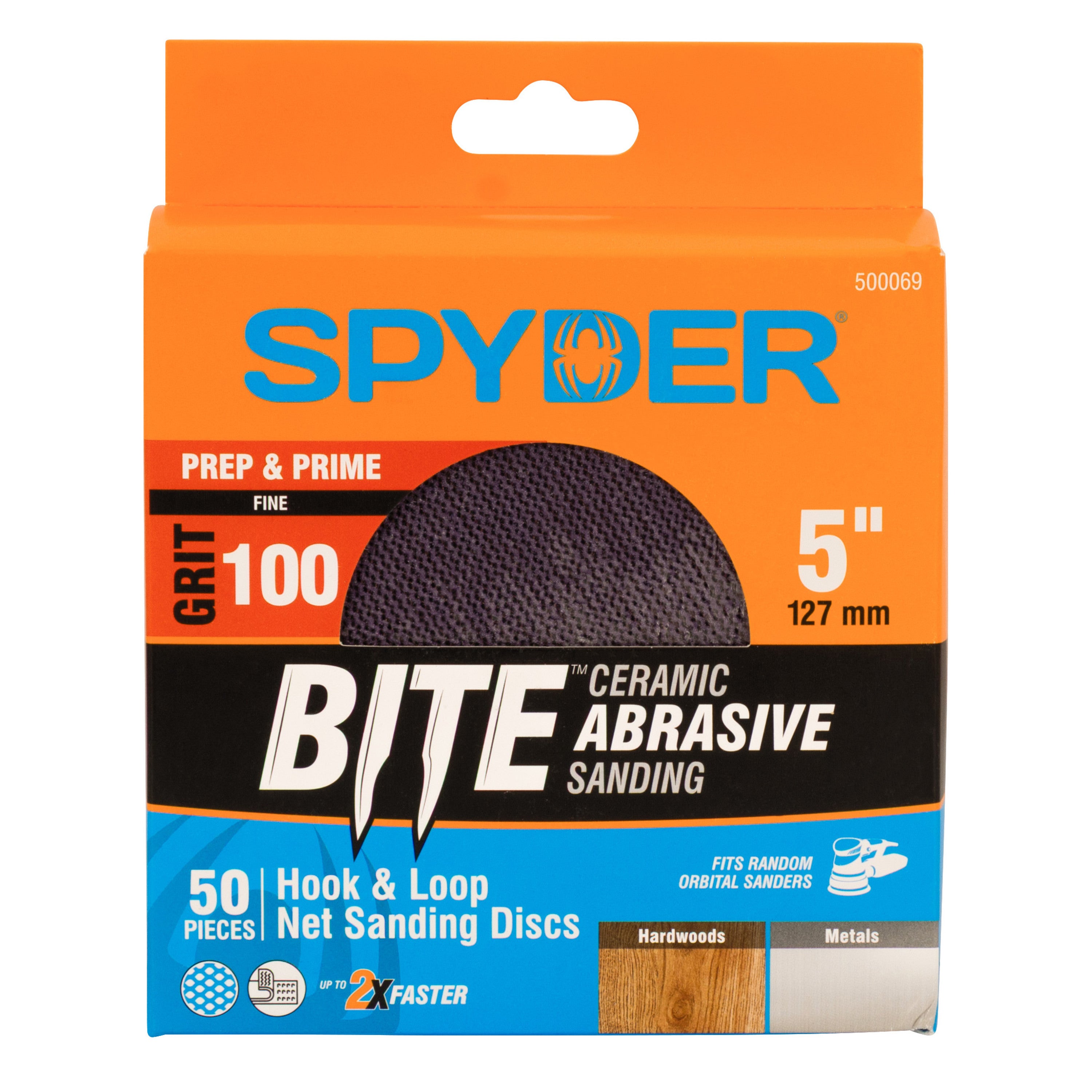 5" 100 Grit Ceramic Net Hook & Loop Sanding Discs (50-Pack) Bite