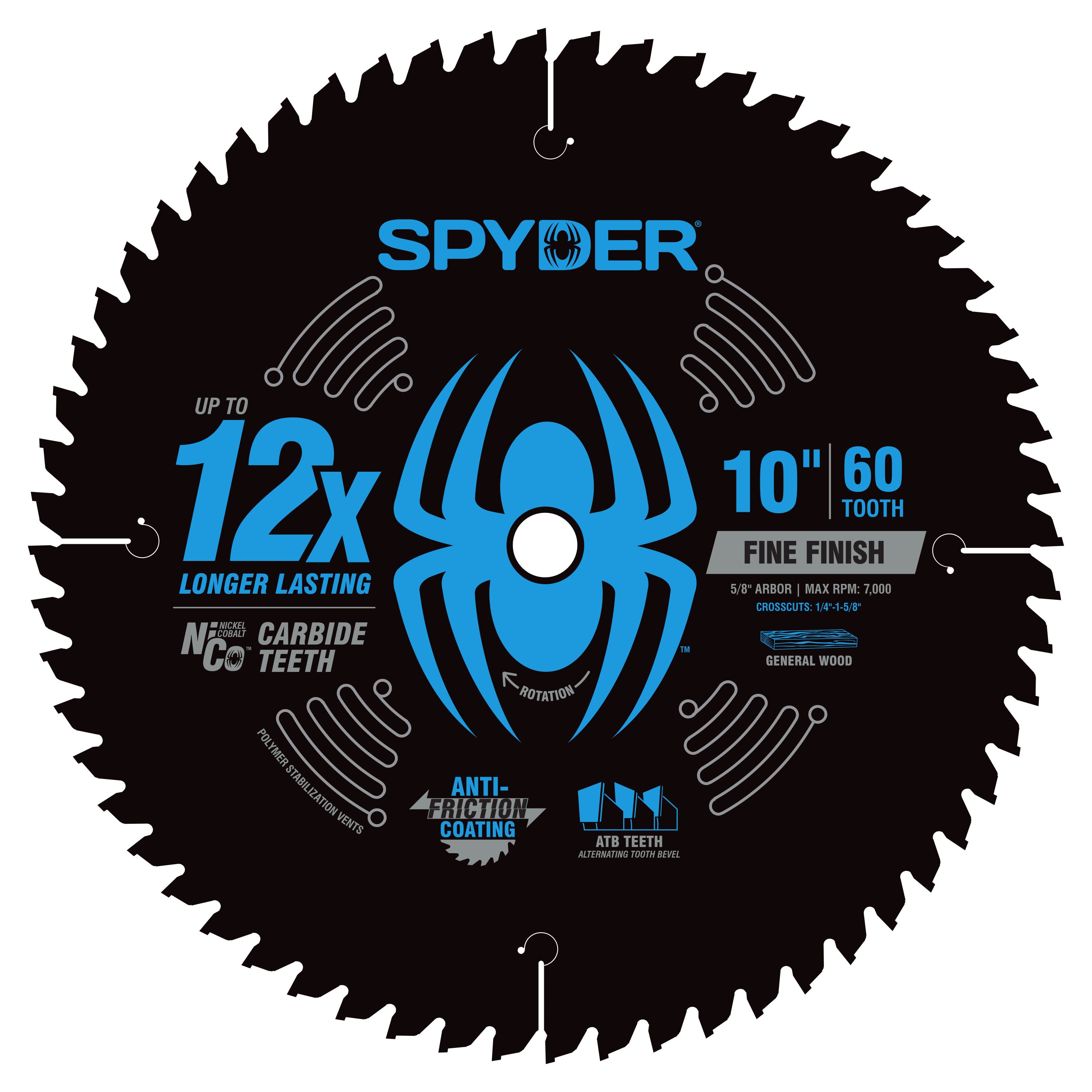 10" 60-Tooth Fine Finish Saw Blade for Wood
