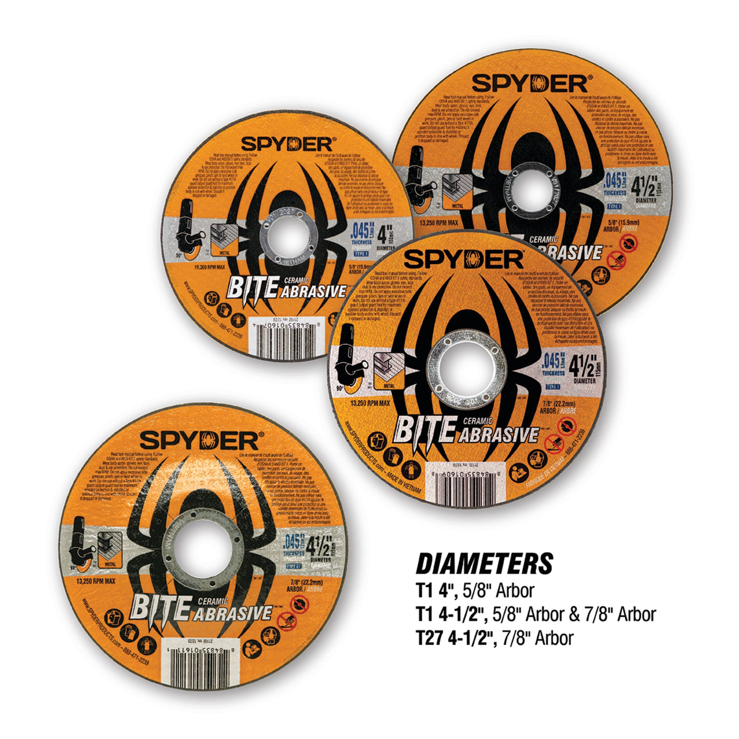 4.5" Bonded Ceramic Abrasive Cut-Off Wheel (Type 1, 7/8" Arbor) Bite™