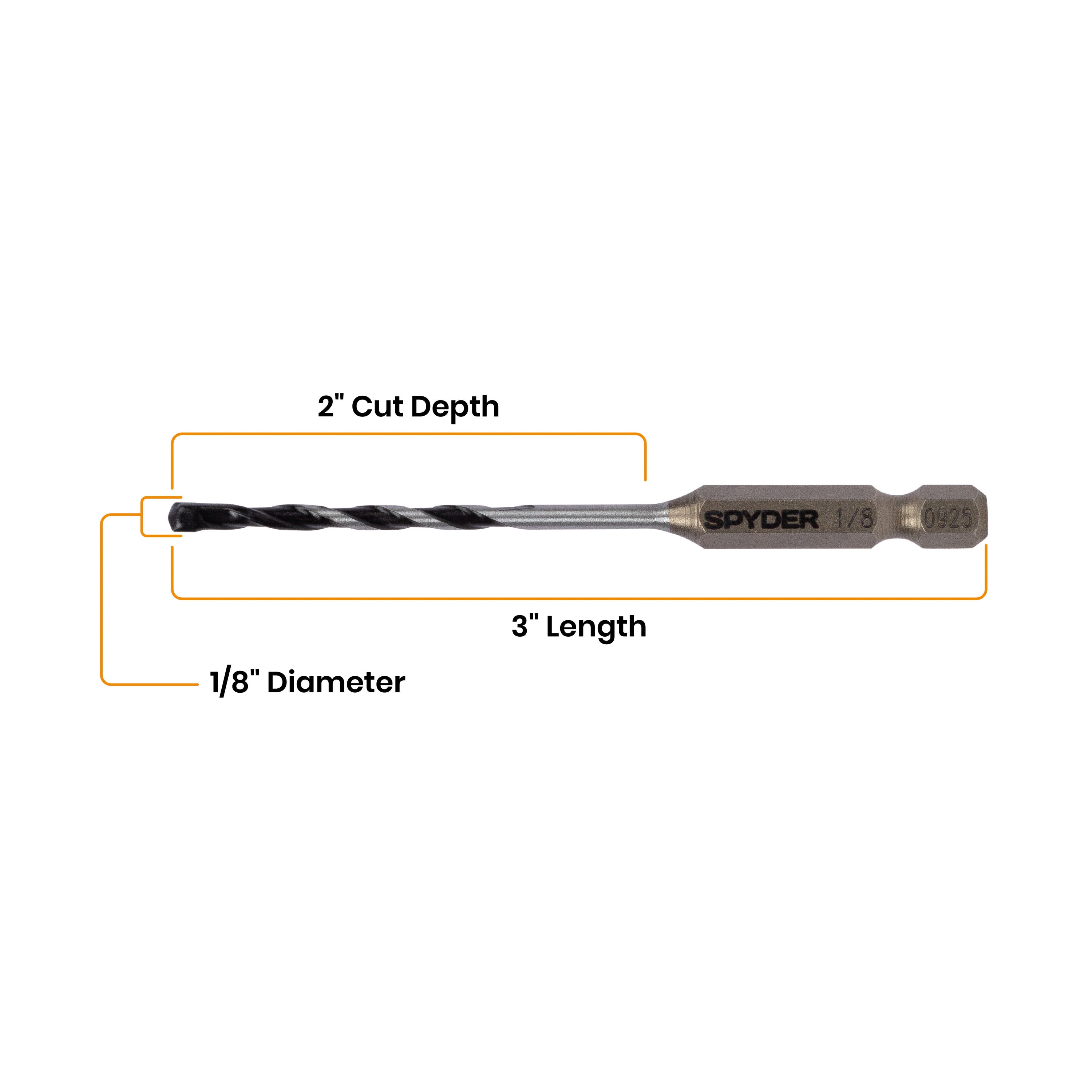 1/8" x 3" Impact Shank Hammer Drill Bit
