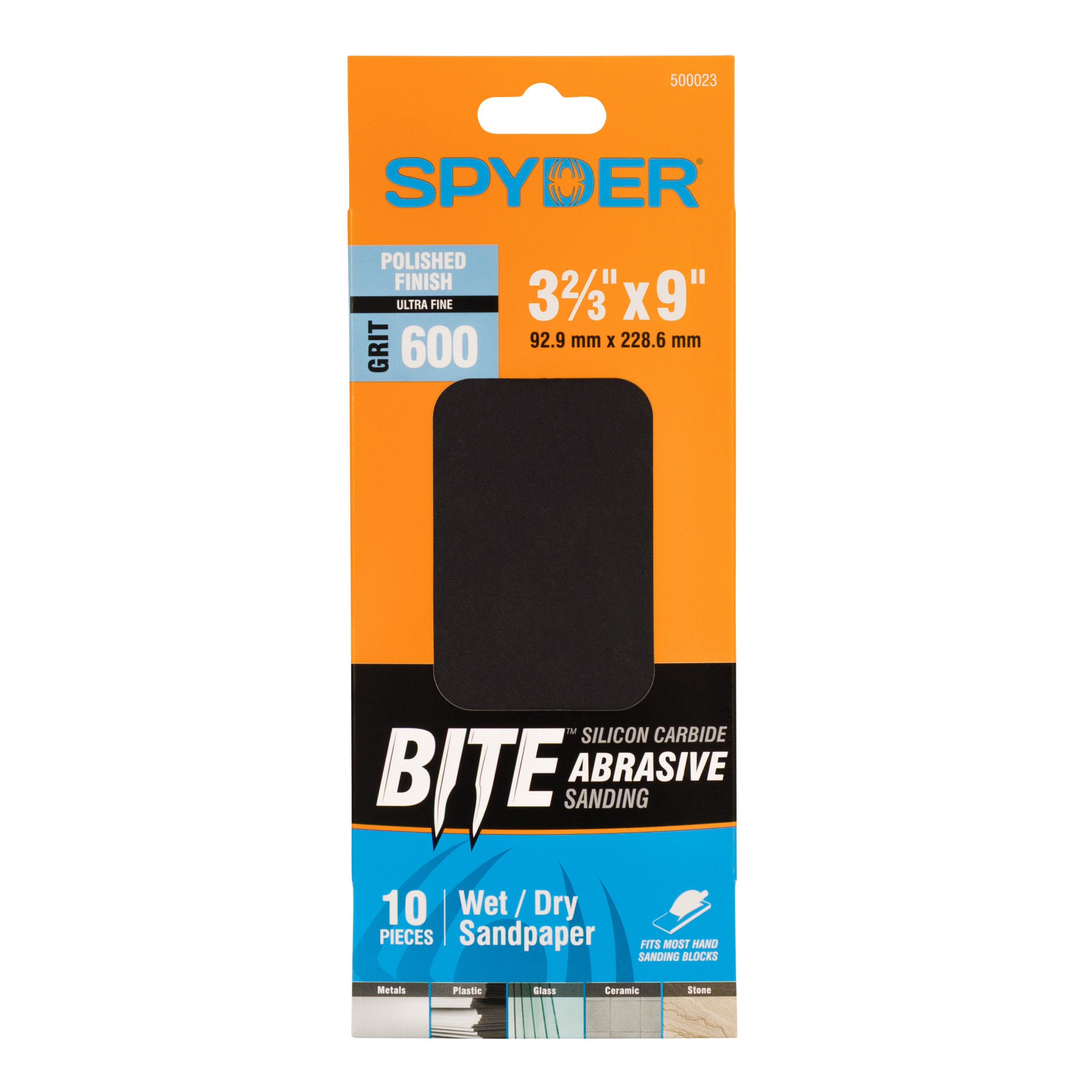 3-2/3" x 9" 600 Grit Silicon Carbide Wet/Dry Sandpaper Sheets (10-Pack)