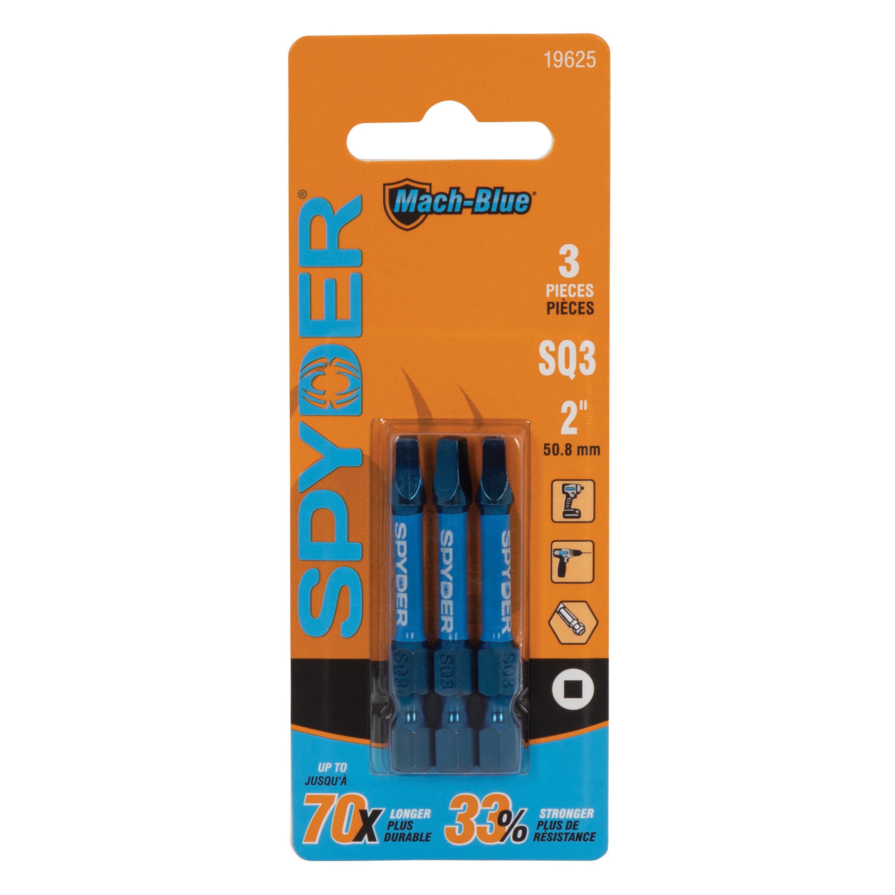 2" SQ3 x 2" Driver Bit (3-Pack) Mach-Blue®