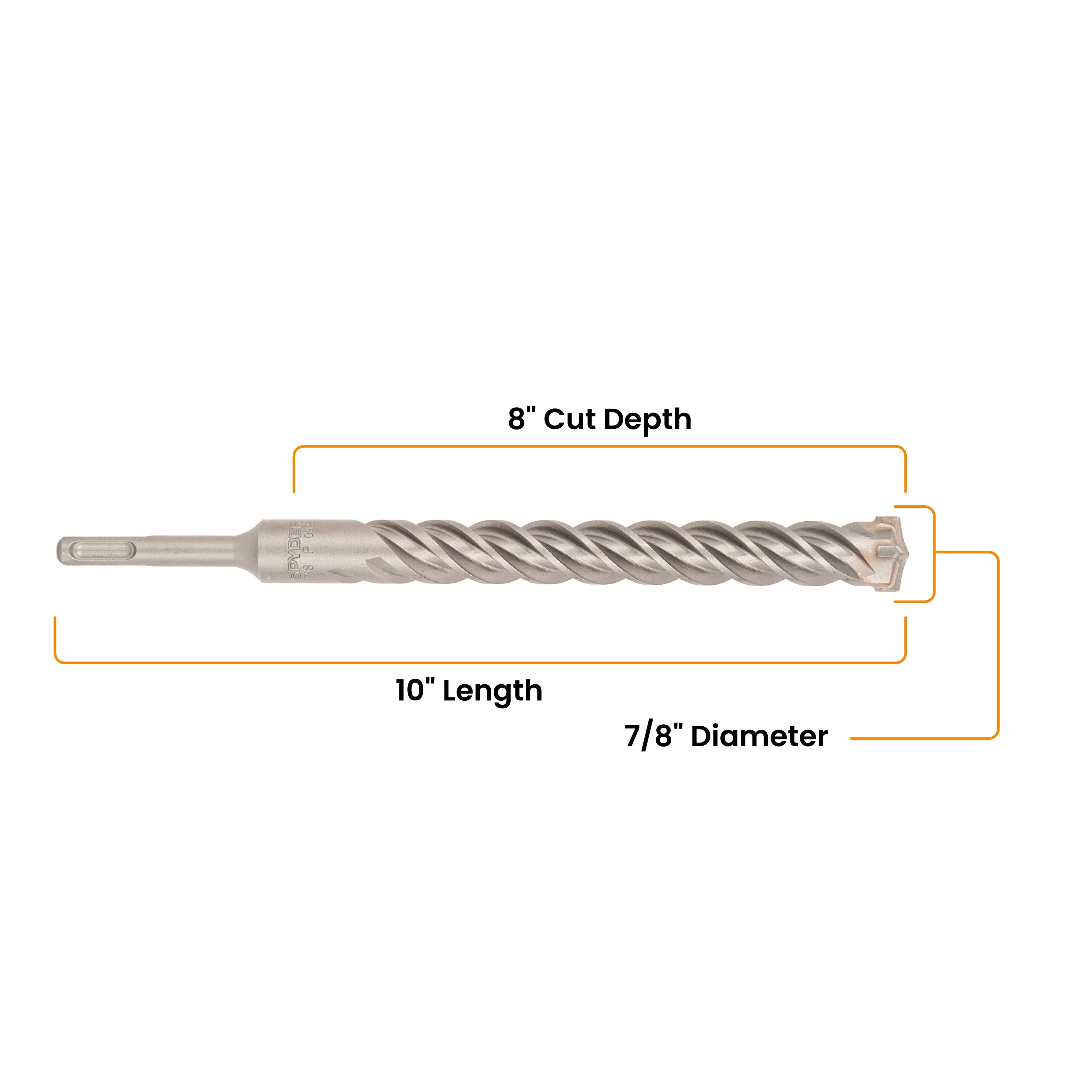 7/8" x 10" SDS-Plus 4-Cutter Carbide-Tipped Rotary Hammer Drill Bit