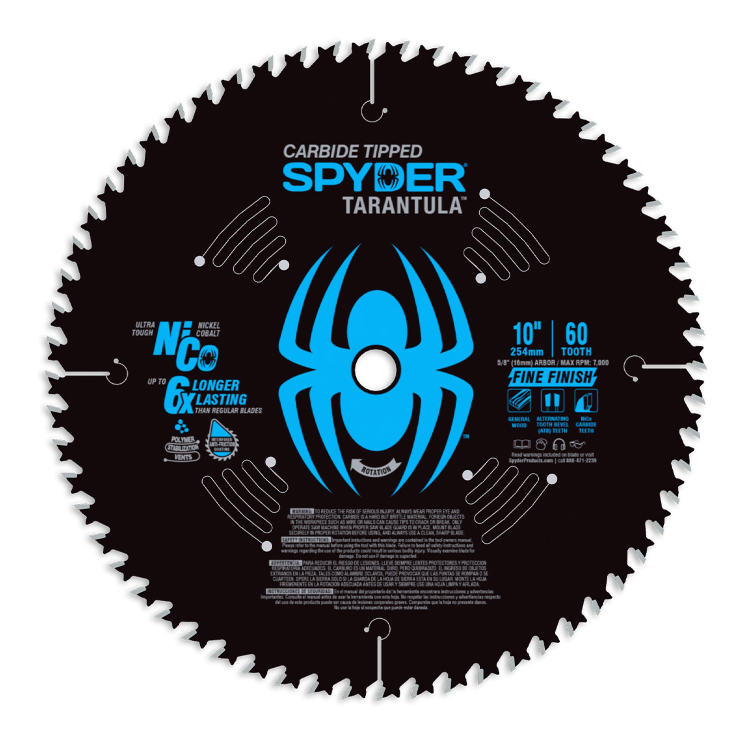 10" 60-Tooth Fine Finish Circular Saw Blade Tarantula™