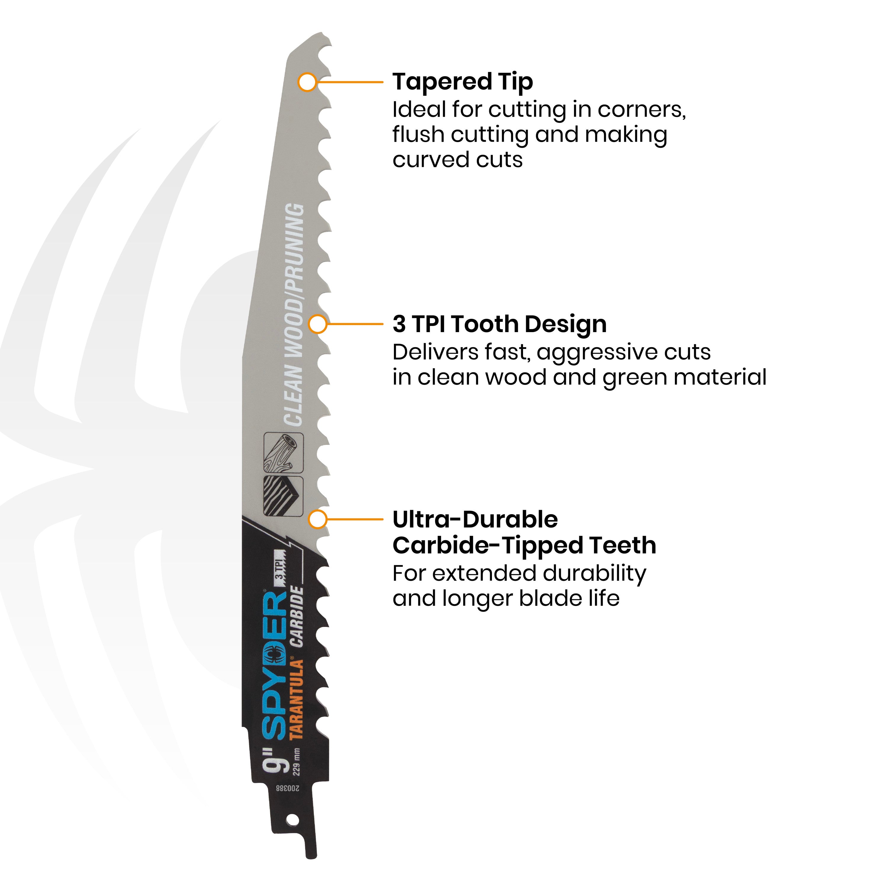 12" 3 TPI Carbide Toothed Pruning Reciprocating Saw Blade Tarantula®