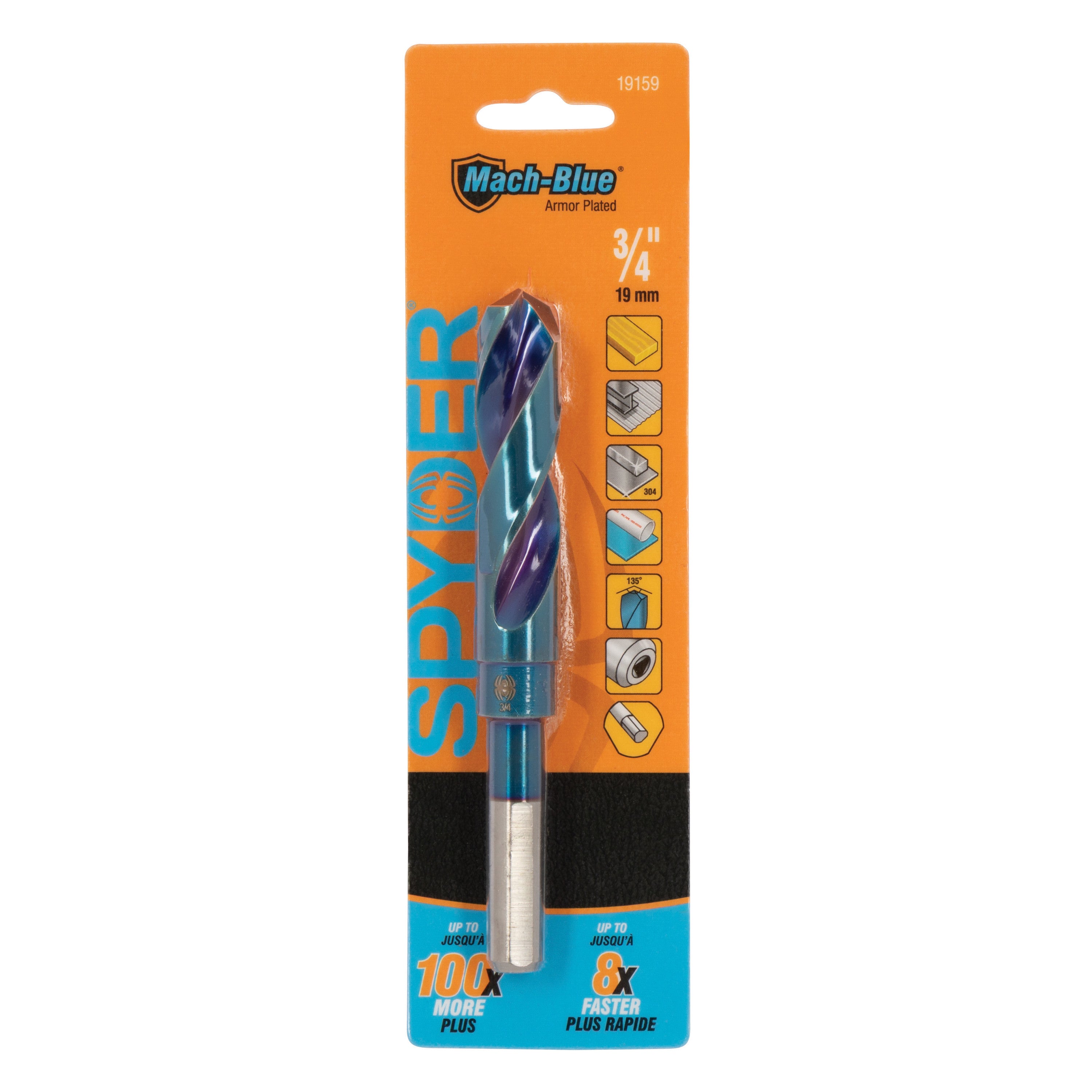 3/4" Tri-Flat Shank S&D Drill Bit Mach-Blue®