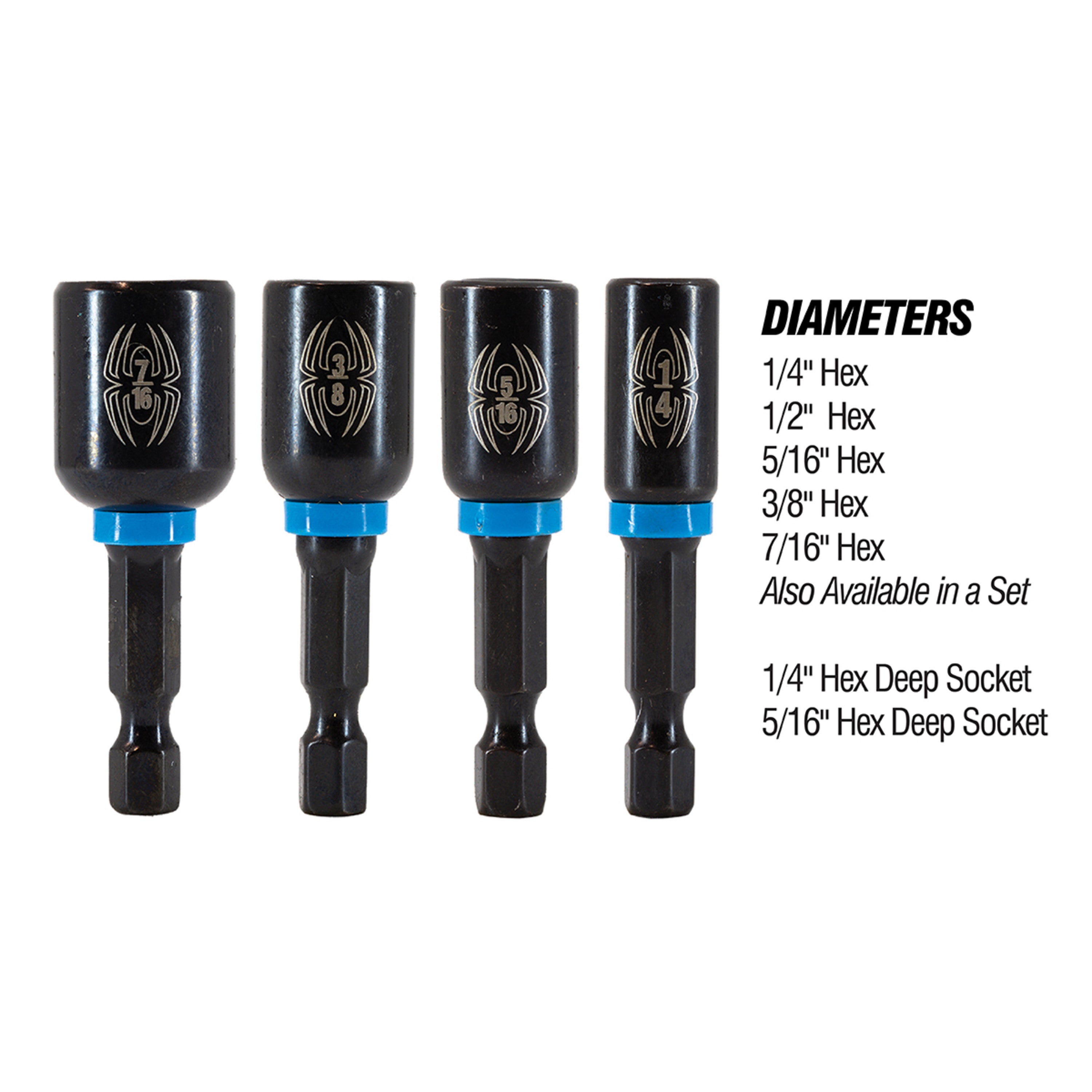 4-Piece Magnetic Impact Nut Driver Set (1/4, 5/16, 3/8, 7/16")