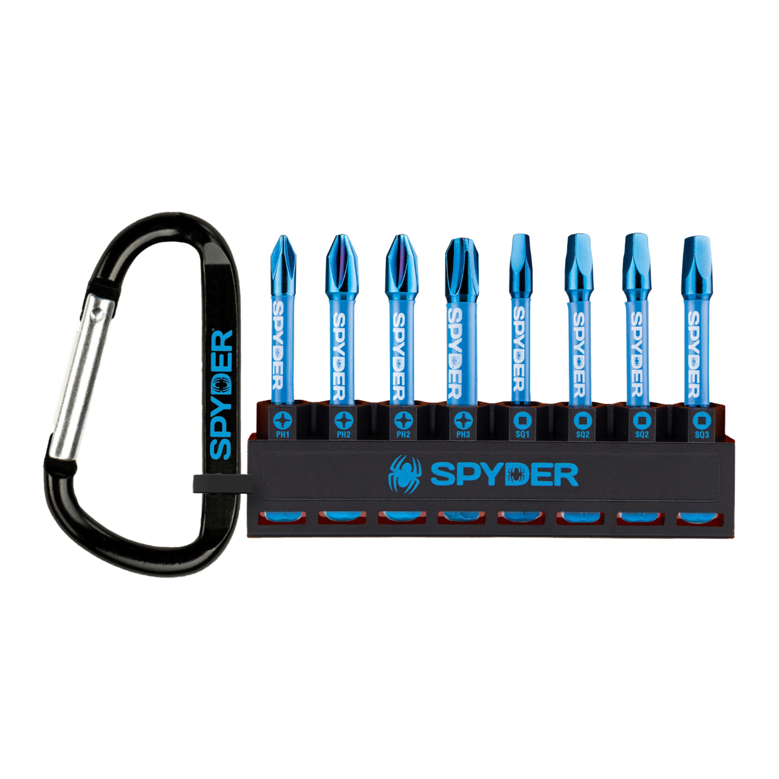 2" 8-Piece PH2 PH3 SQ1 SQ2 SQ3 with Carabiner Storage