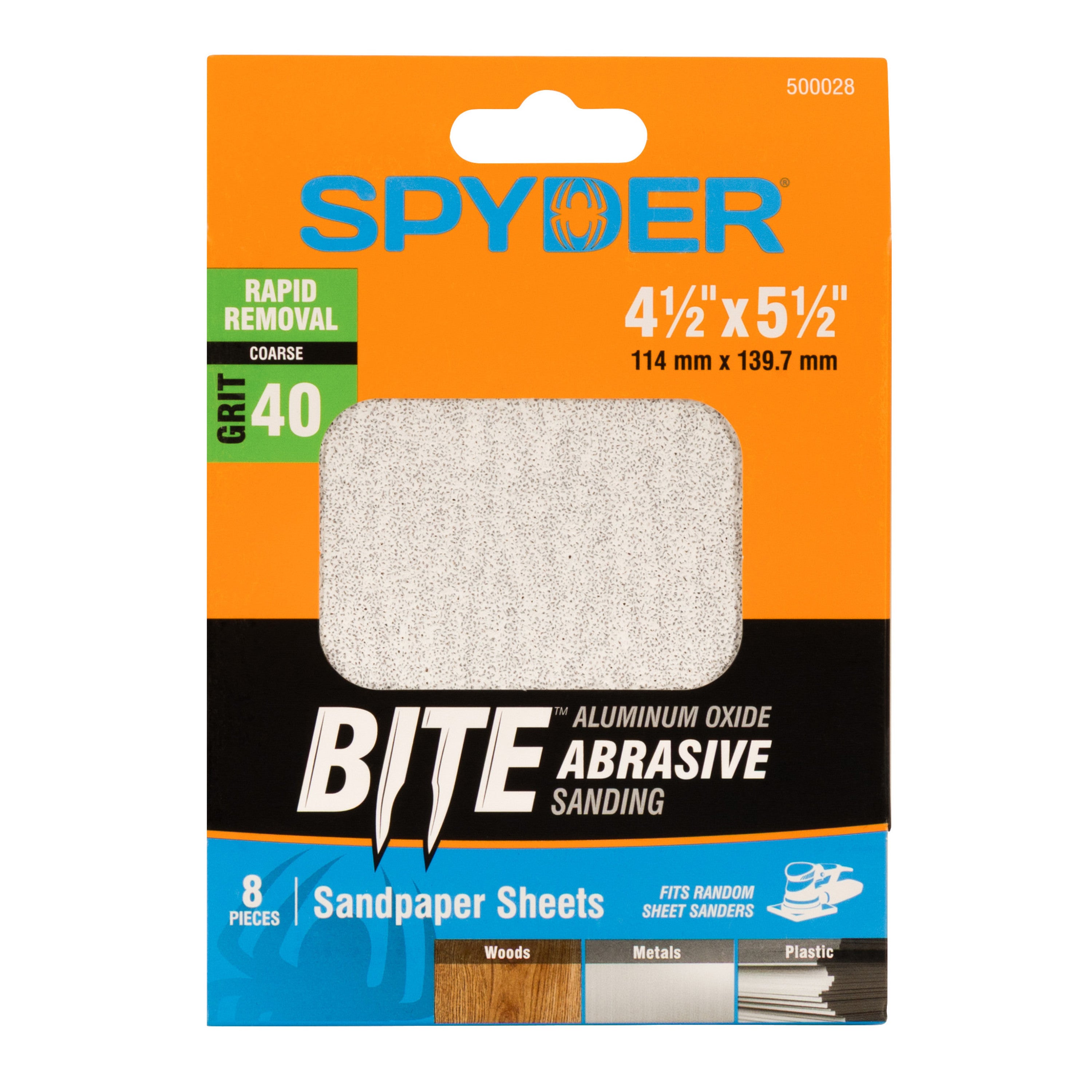 4.5" x 5.5" 40 Grit Aluminum Oxide with Stearate Sandpaper Sheets (8-Pack)