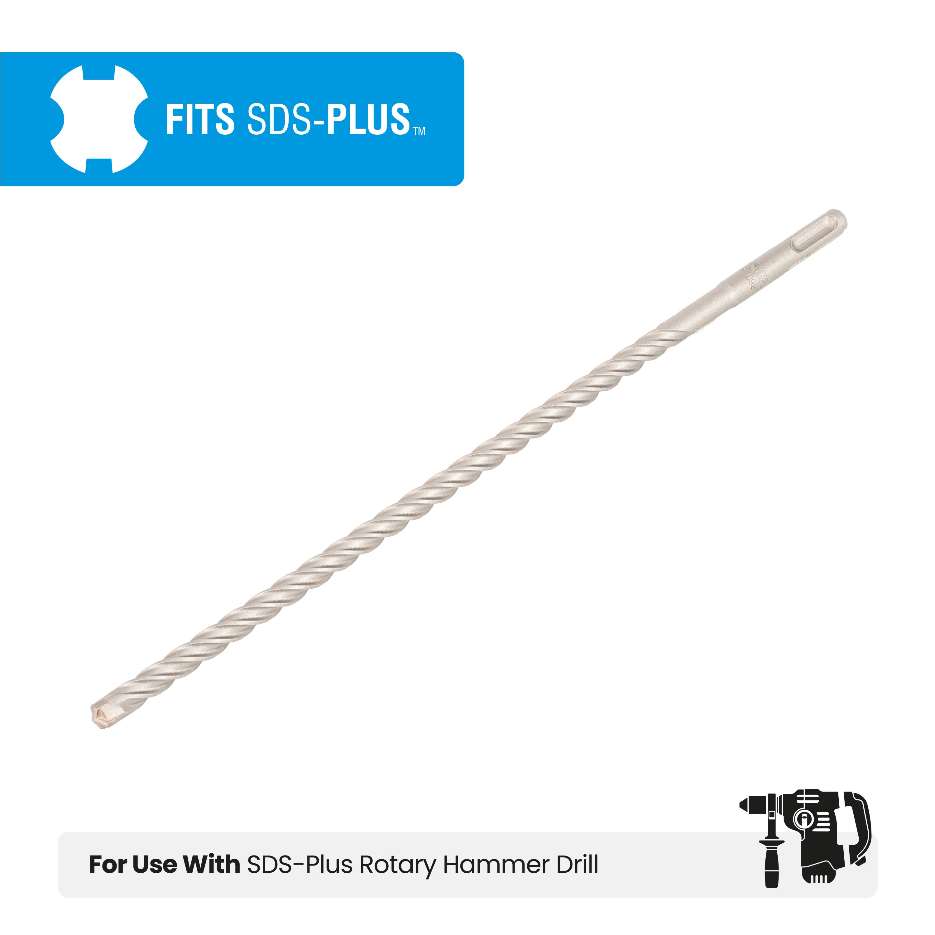 3/8" x 12" SDS-Plus 4-Cutter Carbide-Tipped Rotary Hammer Drill Bit
