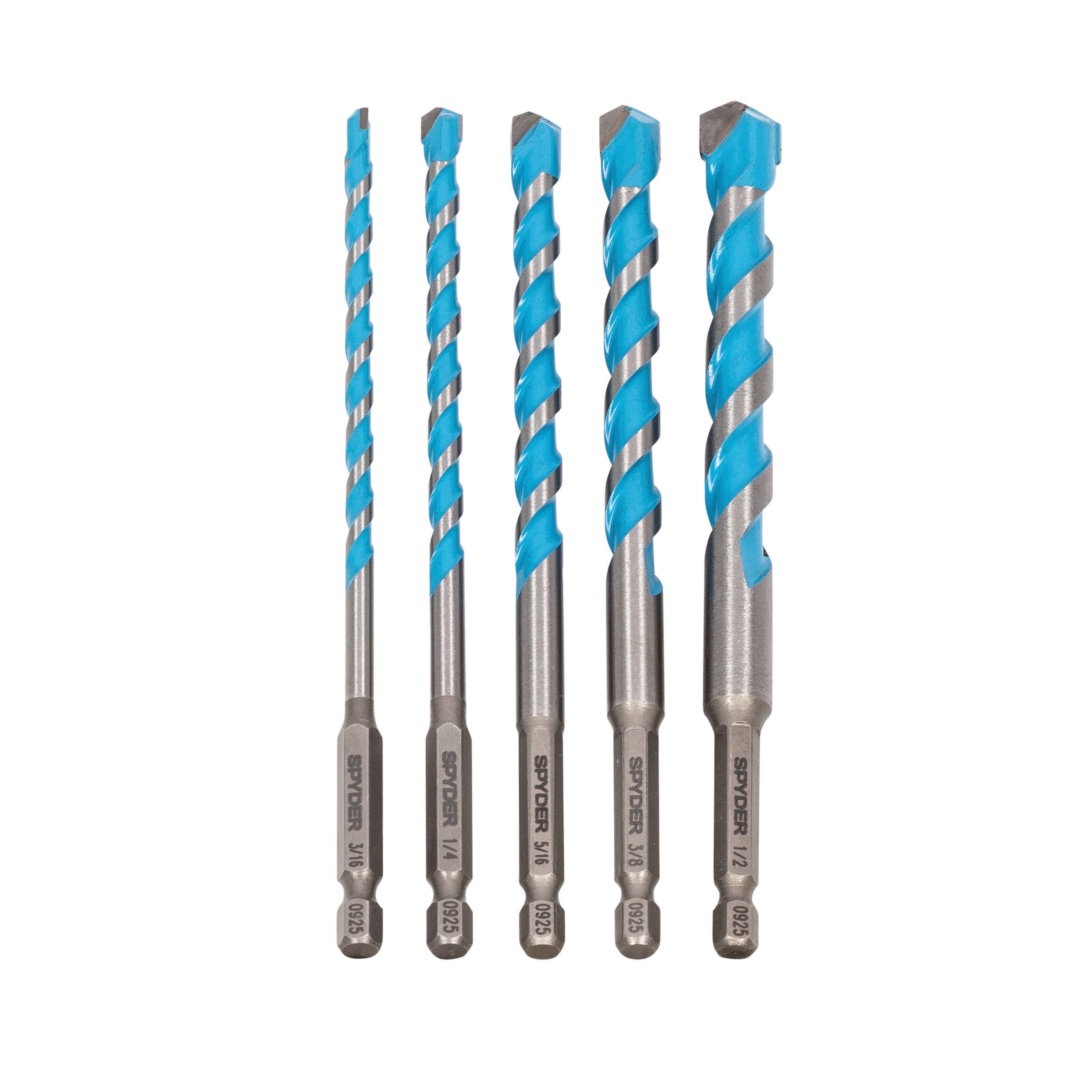 5-Piece Impact Shank Carbide-Tipped Multiconstruction Masonry Drill Bit Set