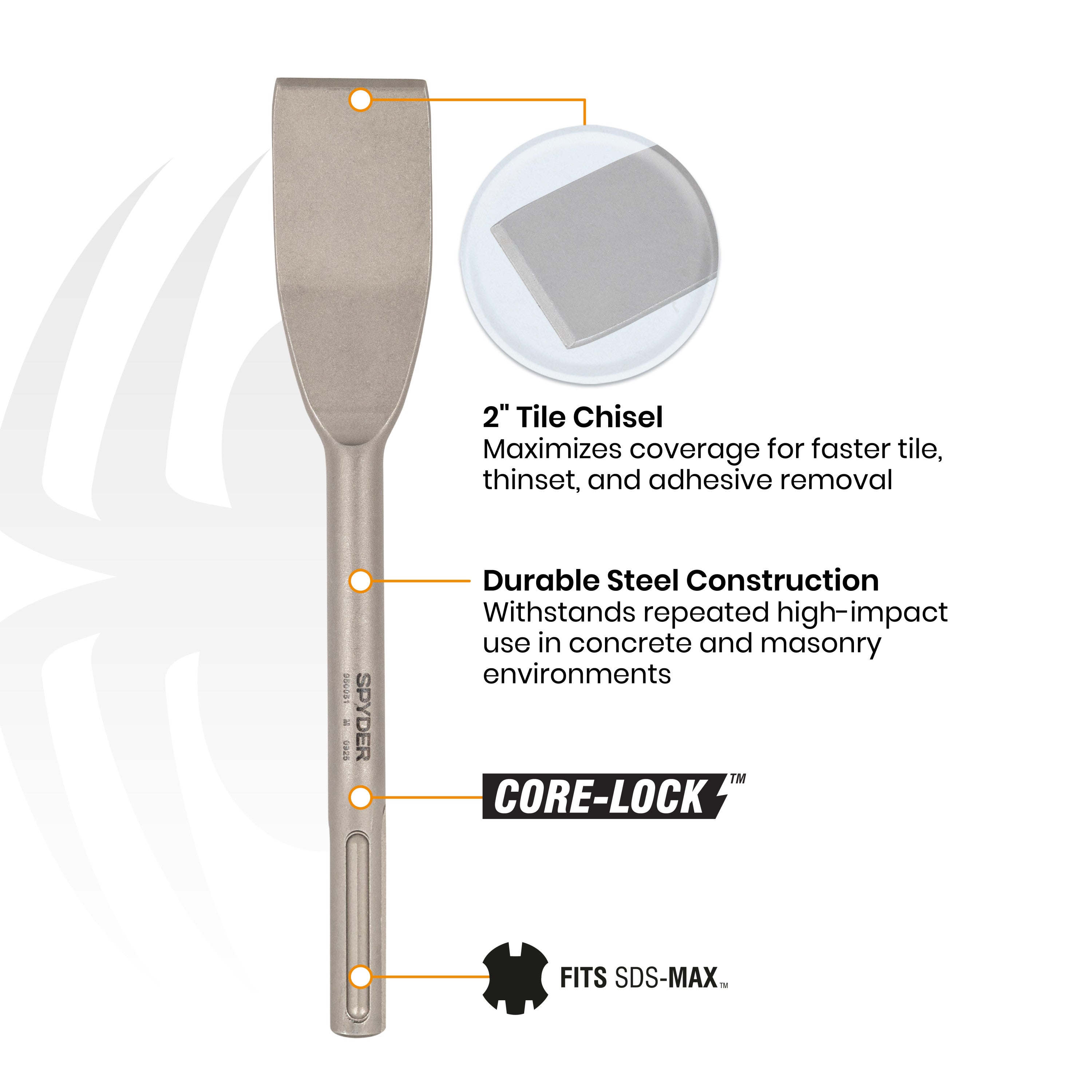 2" x 12" SDS-Max Tile Chisel Bit for Concrete & Masonry