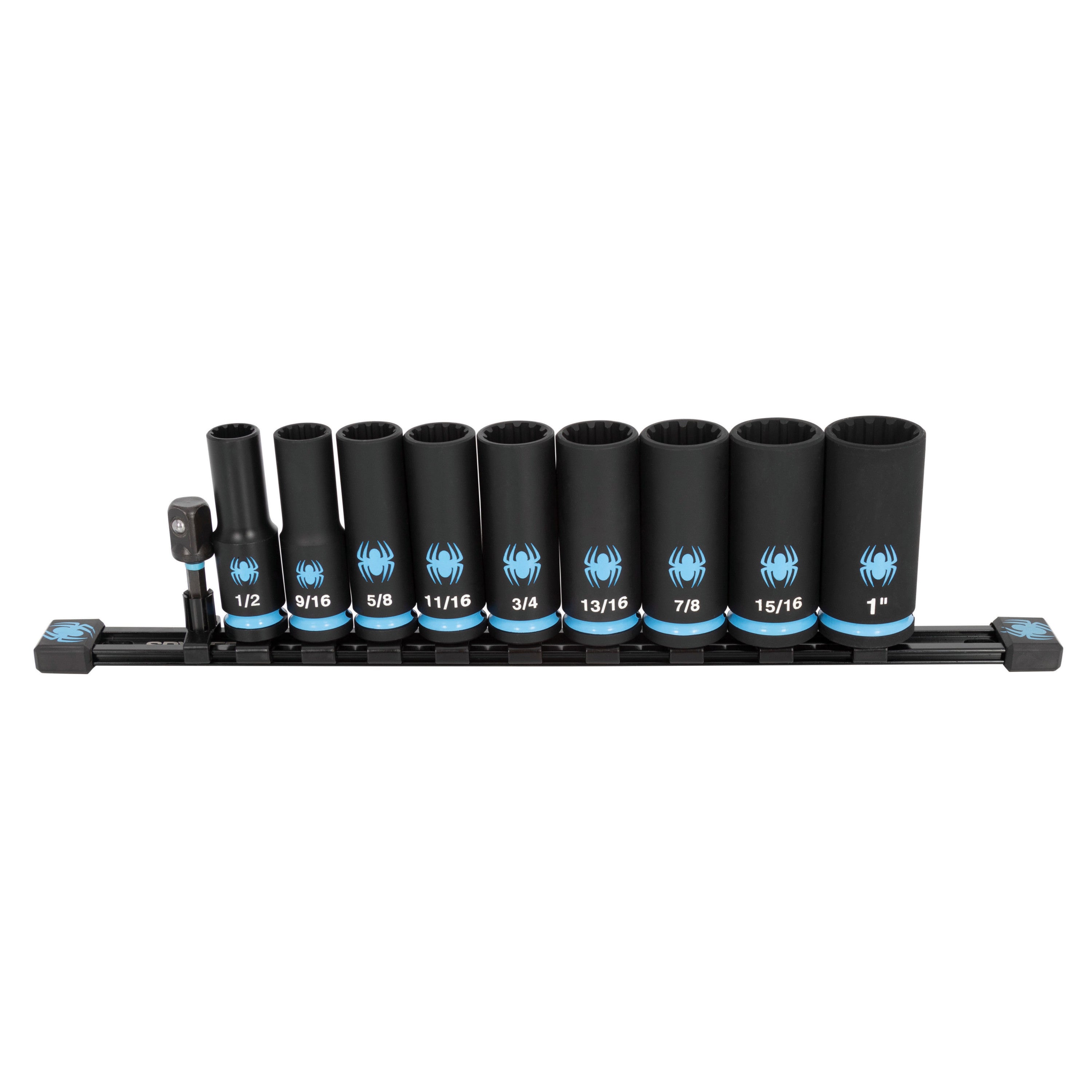 10-Piece 1/2" Drive SAE Deep Impact Socket Set with Adapter