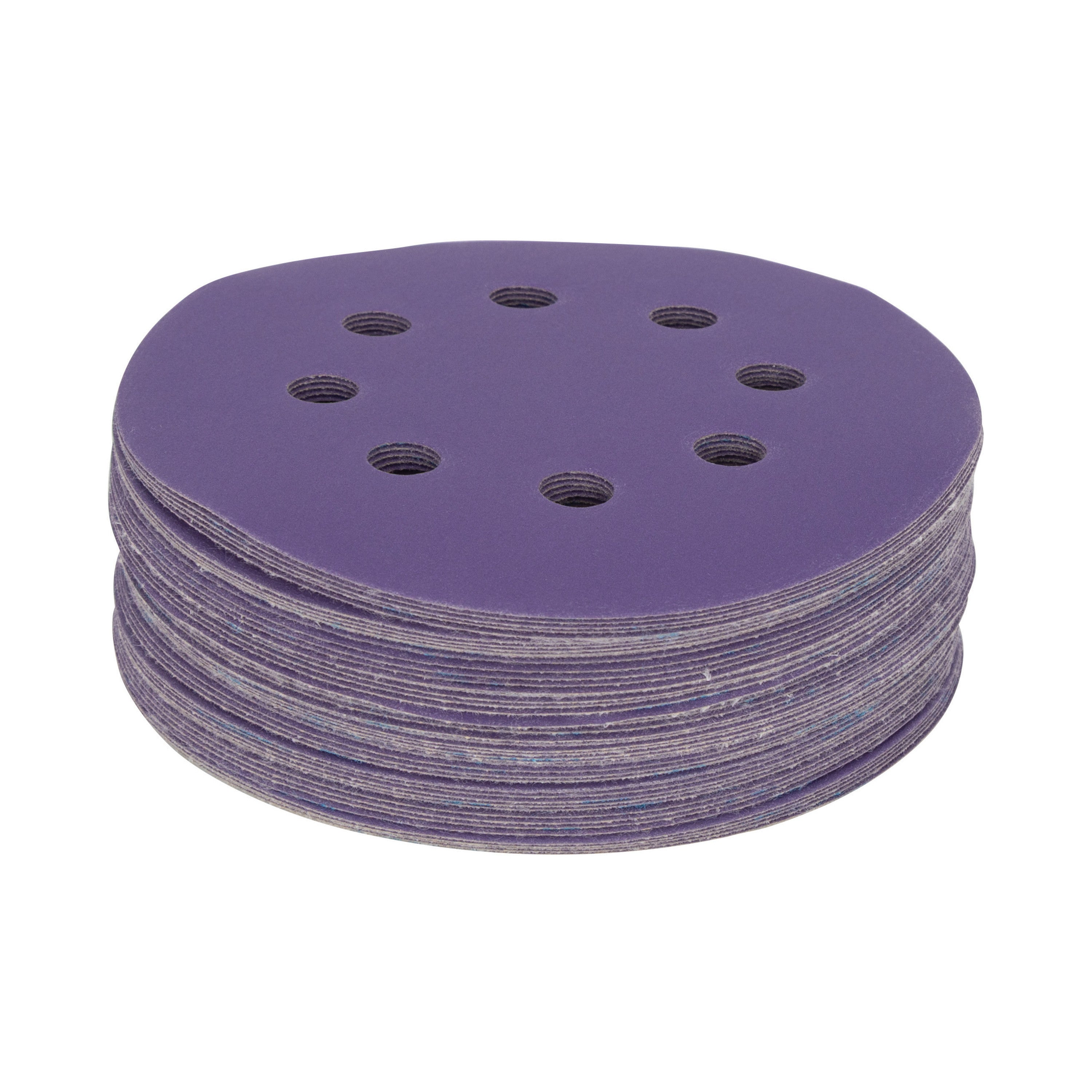 5" x 8-Hole 320 Grit Ceramic with Stearate Sanding Discs (50-Pack) Bite